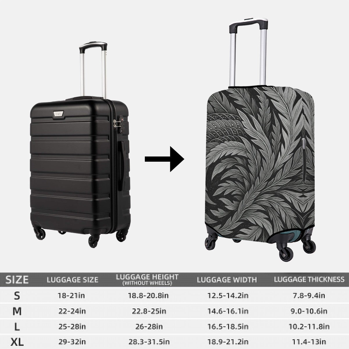 Lightweight Luggage Cover - Hokusai Phoenix Feather Forest ink