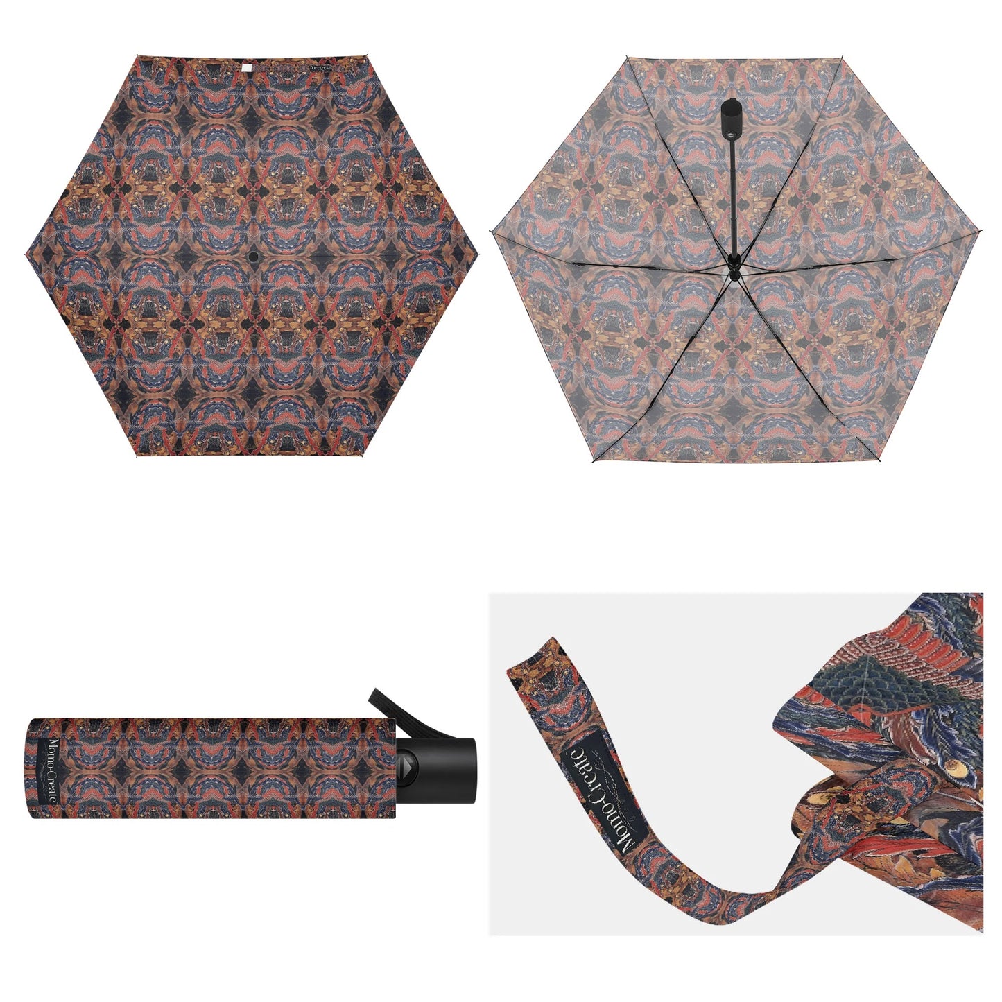 Hokusai-Inspired UV Protection & Waterproof Folding Umbrella – Unisex Sun and Rain Parasol, Japanese Art Print Lightweight Auto Open & Close - | Japanese Art Umbrella