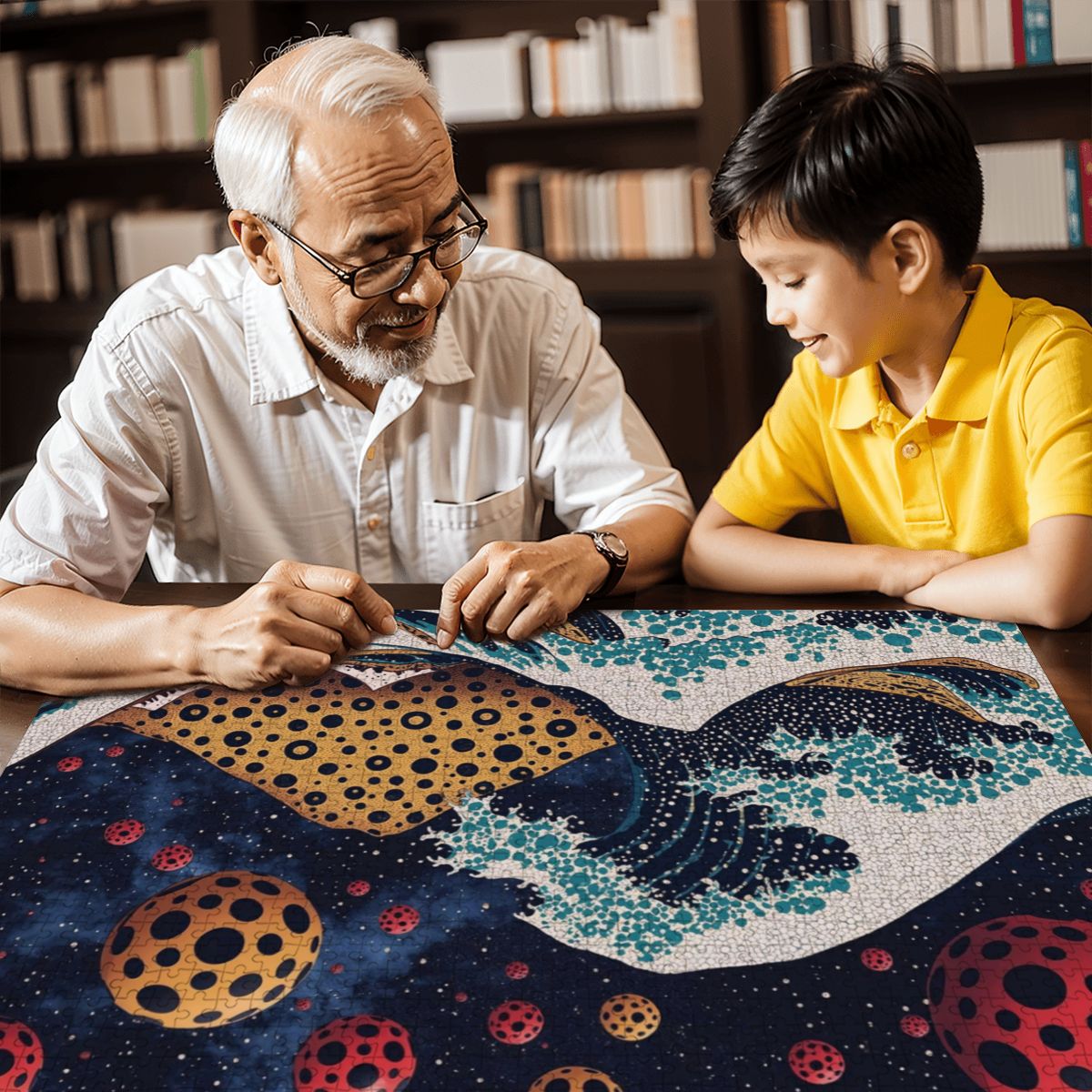 Wooden Jigsaw Puzzles 1000 pcs - Hokusai × Kusama - The Infinite Wave - | Japanese Art Jigsaw Puzzle