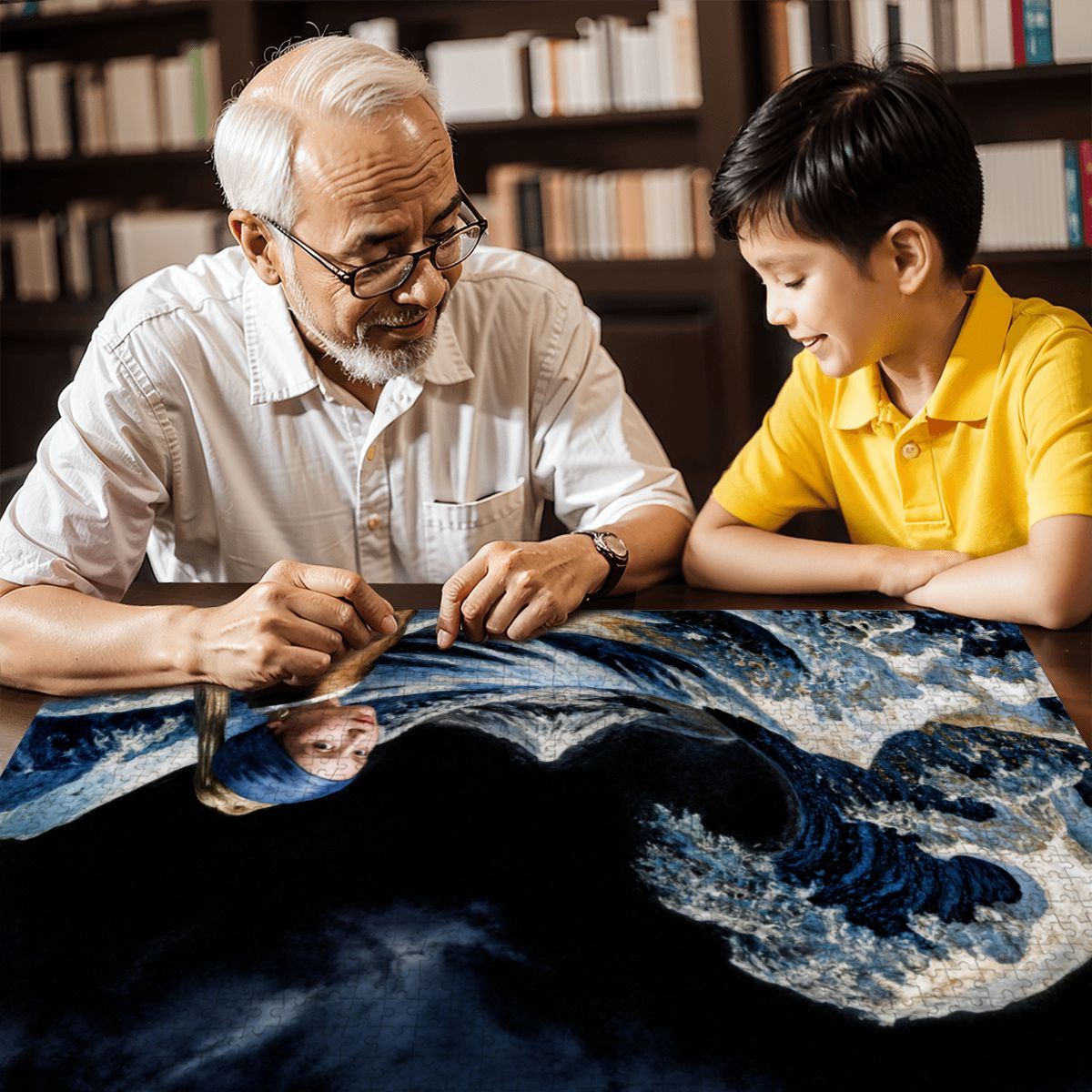 Wooden Jigsaw Puzzles 1000 pcs - Hokusai × Vermeer – The Stillness Within the Wave Puzzle - | Japanese Art Jigsaw Puzzle