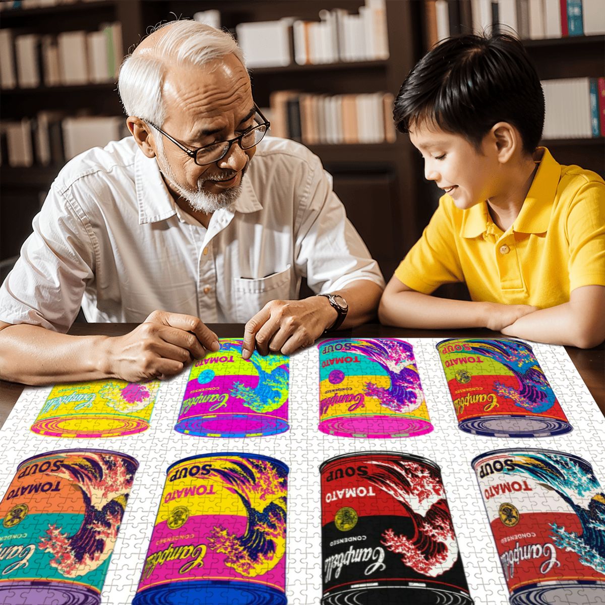 Wooden Jigsaw Puzzles 1000 pcs -Hokusai × Warhol – Eight Cans of Infinity - | Japanese Art Jigsaw Puzzle