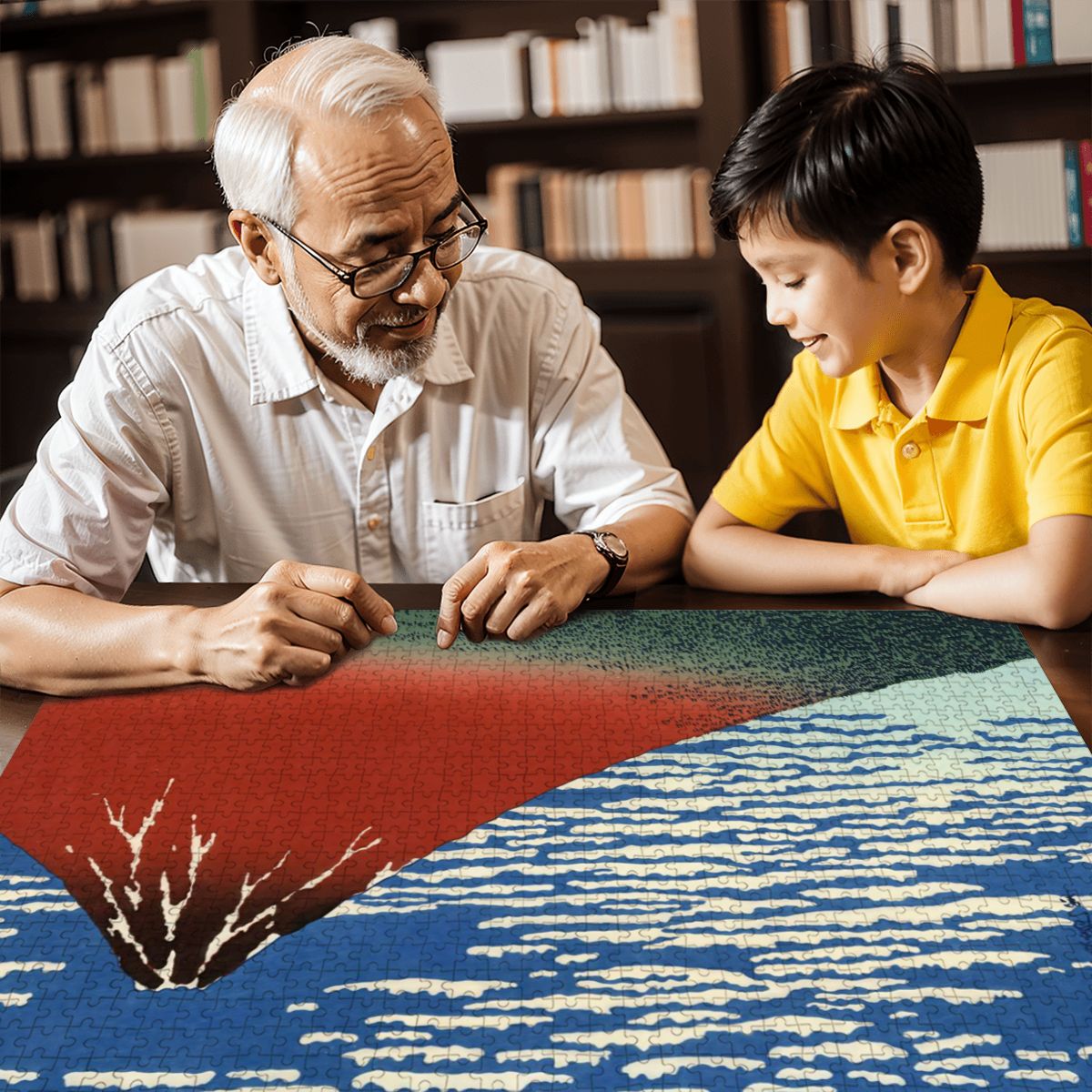 Wooden Jigsaw Puzzles 1000 pcs -Katsushika Hokusai “South Wind, Clear Sky (Red Fuji) - | Japanese Art Jigsaw Puzzle