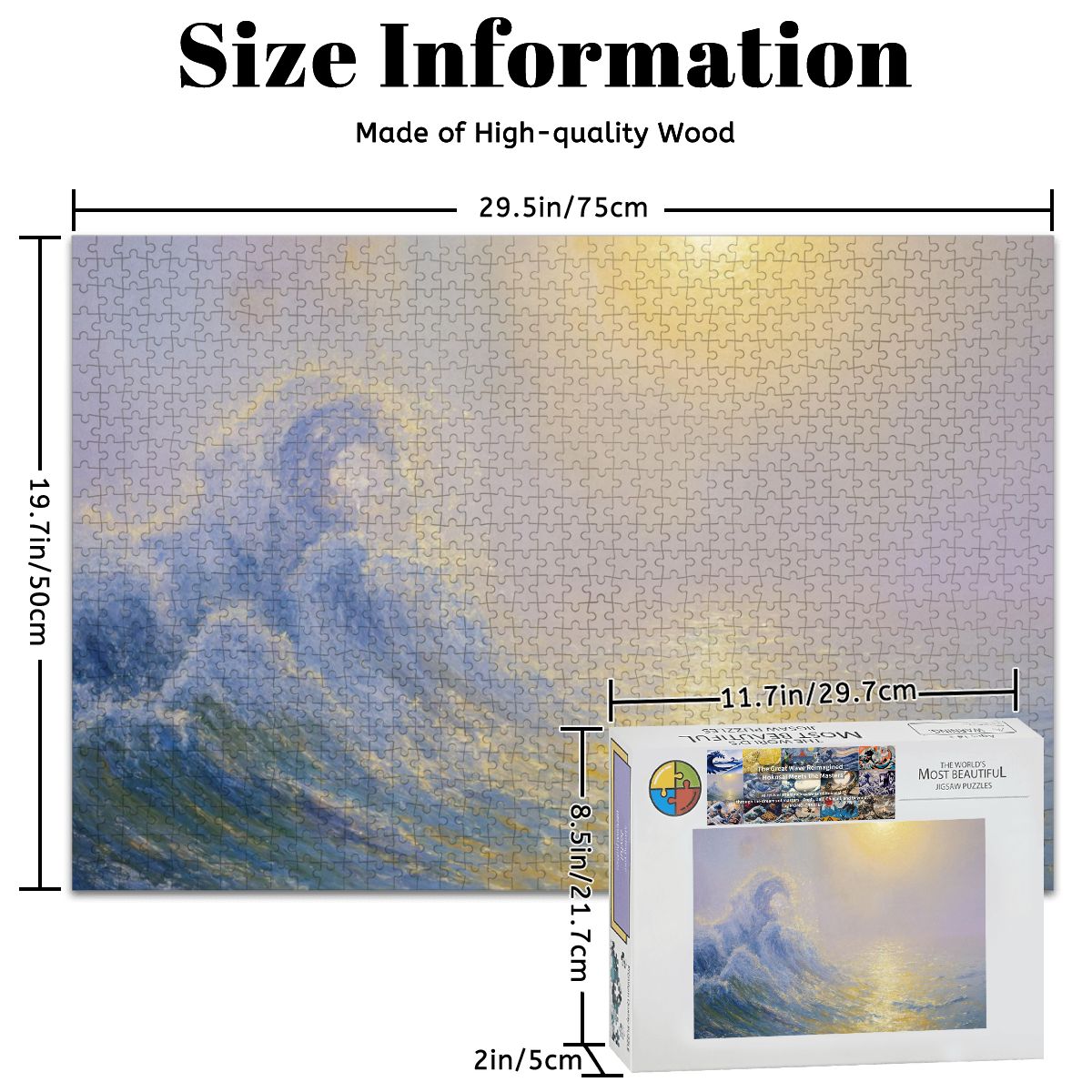 Wooden Jigsaw Puzzles 1000 pcs - Hokusai × Monet ‐ The Golden Wave of Silence -  | Japanese Art Jigsaw Puzzle