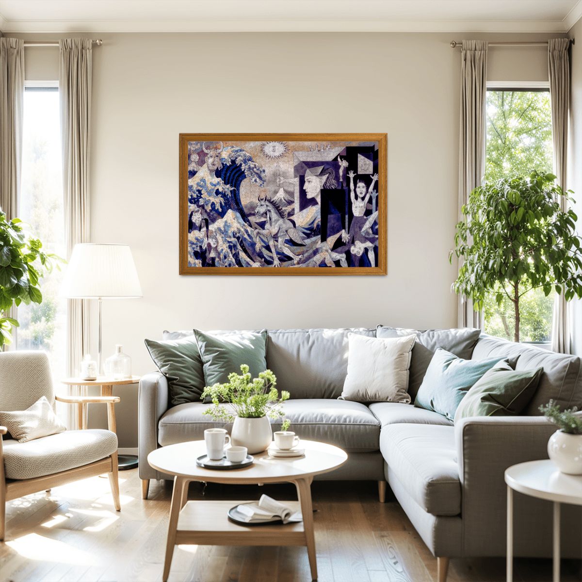 Wooden Jigsaw Puzzles 1000 pcs - Hokusai × Guernica – The Wave Against War -  | Japanese Art Jigsaw Puzzle