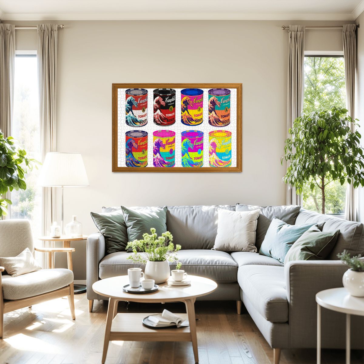 Wooden Jigsaw Puzzles 1000 pcs -Hokusai × Warhol – Eight Cans of Infinity -  | Japanese Art Jigsaw Puzzle