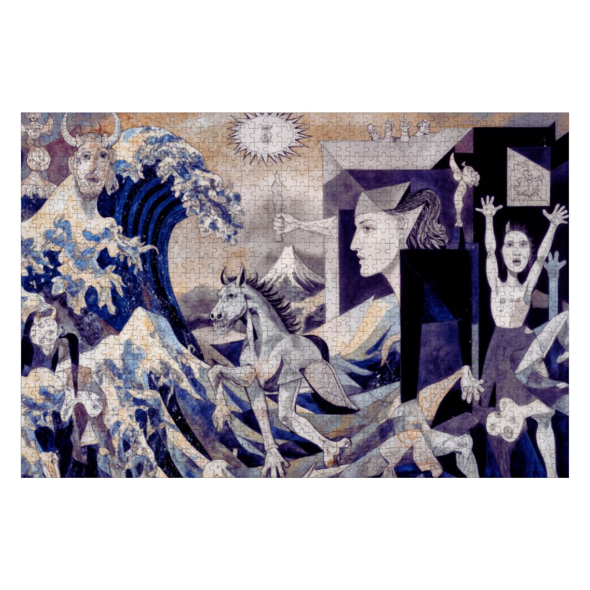 Wooden Jigsaw Puzzles 1000 pcs - Hokusai × Guernica – The Wave Against War -  | Japanese Art Jigsaw Puzzle