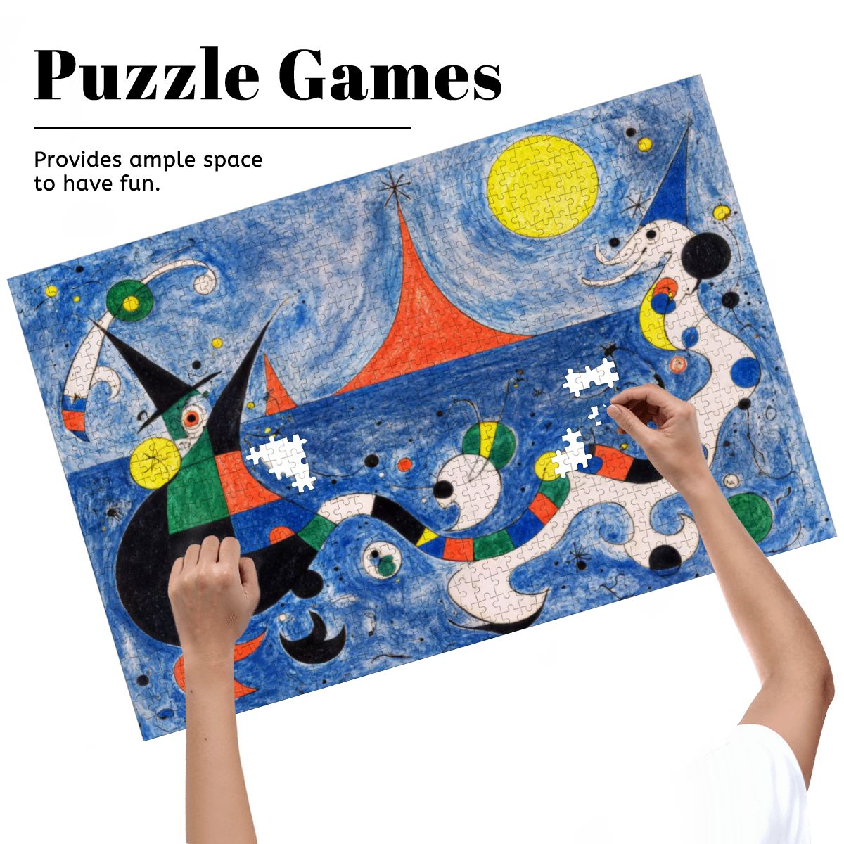 Wooden Jigsaw Puzzles 1000 pcs-Hokusai × Miró – The Dreaming Wave of Cosmos -  | Japanese Art Jigsaw Puzzle