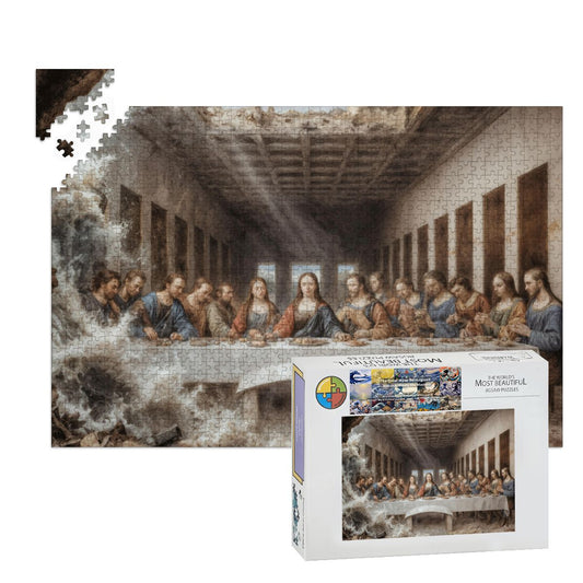 Wooden Jigsaw Puzzles 1000 pcs - Hokusai × Da Vinci – The Last Wave with Mona Lisa Print -  | Japanese Art Jigsaw Puzzle