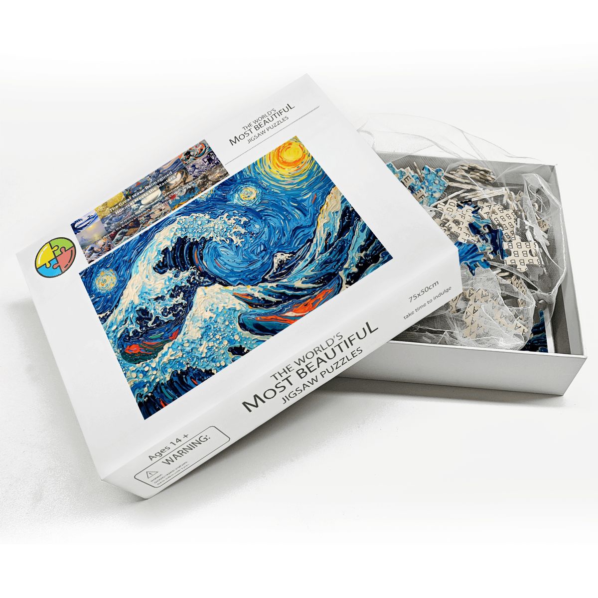 Wooden Jigsaw Puzzles 1000 pcs-Hokusai × Gogh - When the Great Wave Meets the Sunflower -  | Japanese Art Jigsaw Puzzle