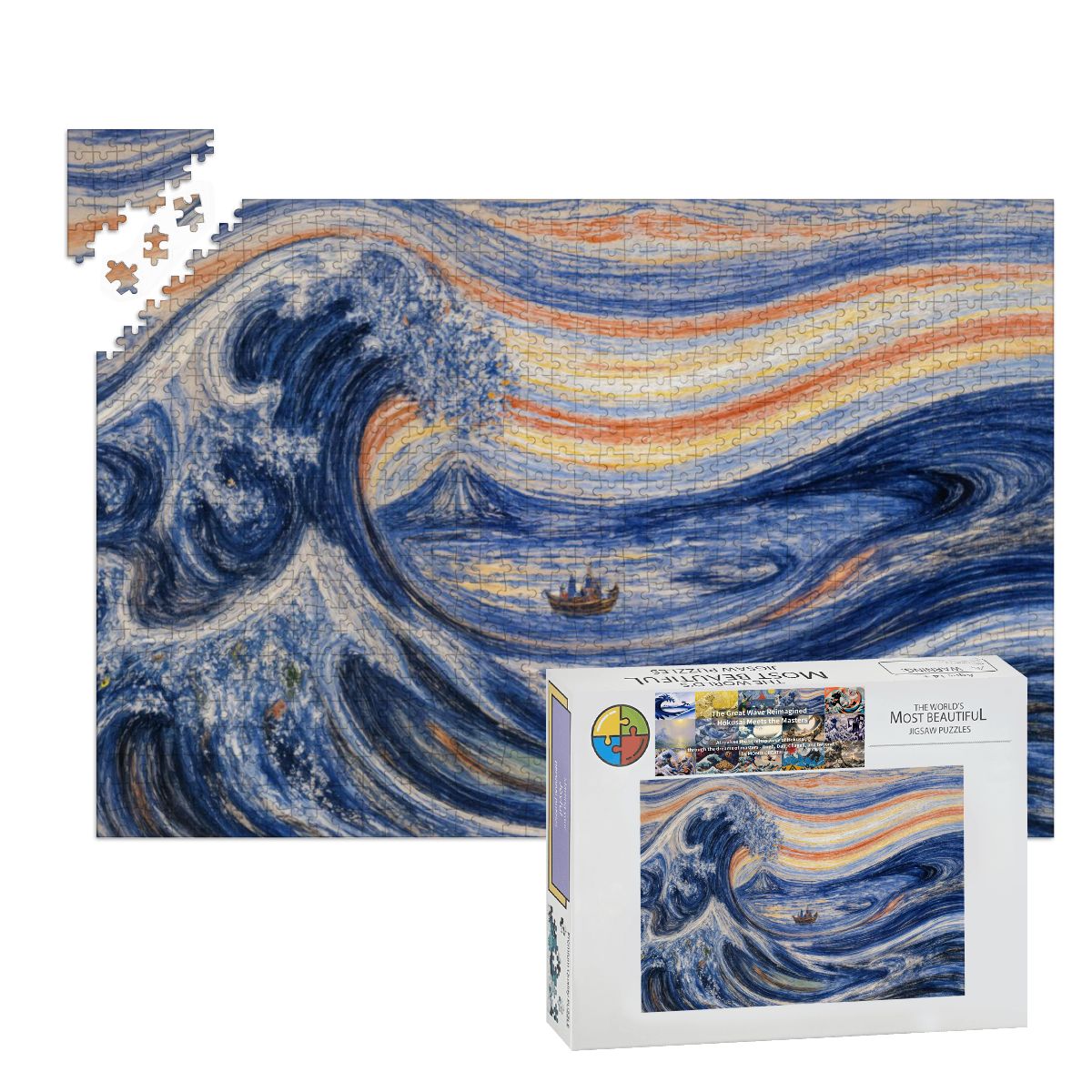 Wooden Jigsaw Puzzles 1000 pcs - Hokusai × Munch – The Silent Scream of Fuji -  | Japanese Art Jigsaw Puzzle