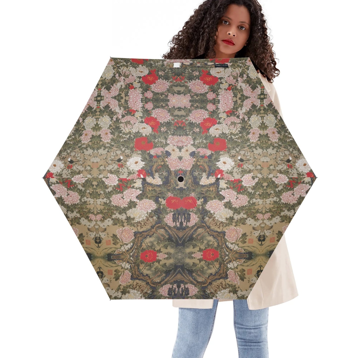 Where Flowers Whisper — Art Umbrella Inspired by Peonies and Birds by Ito Jakuchu (1765) – UV & Rain Protection -  | Japanese Art Umbrella