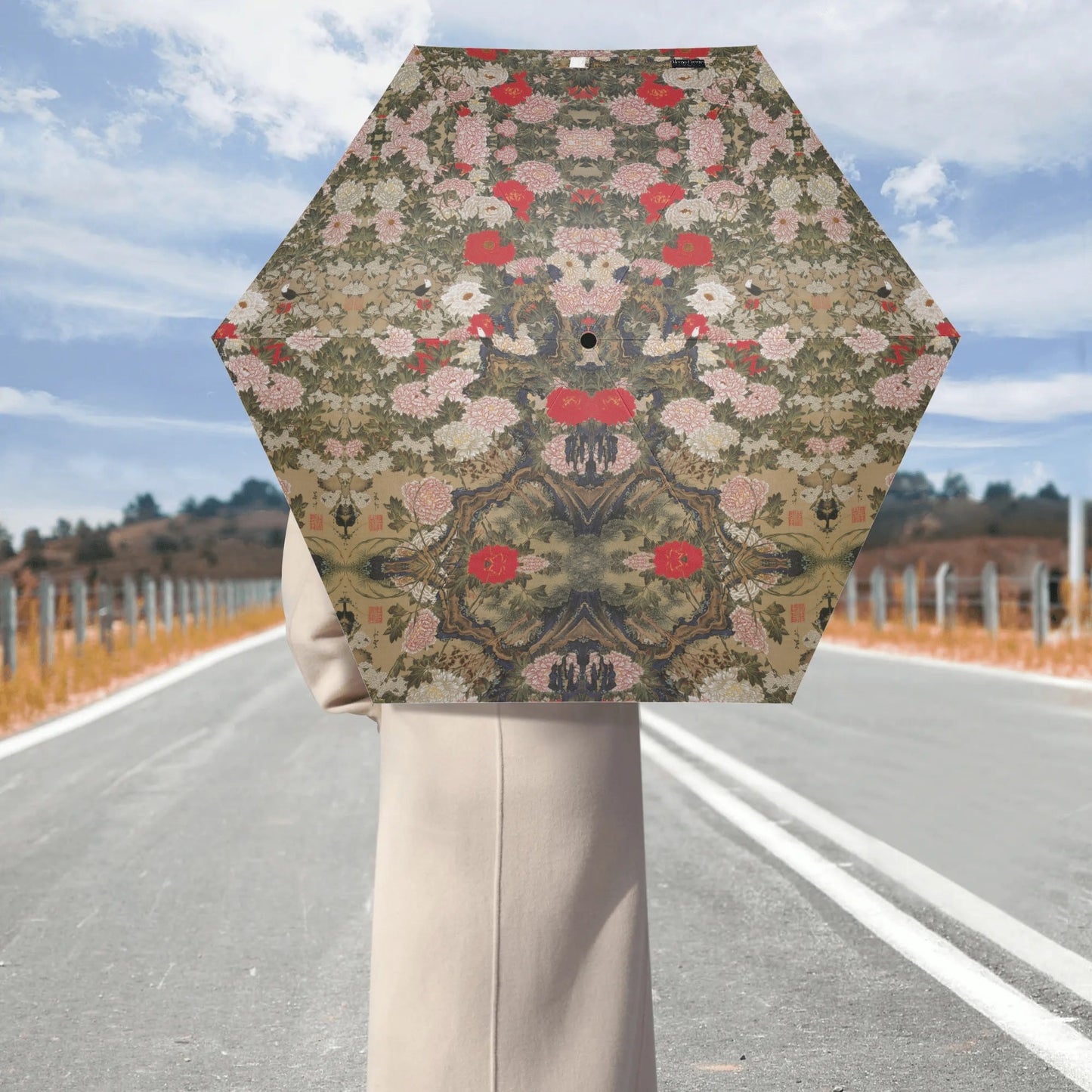 Where Flowers Whisper — Art Umbrella Inspired by Peonies and Birds by Ito Jakuchu (1765) – UV & Rain Protection -  | Japanese Art Umbrella