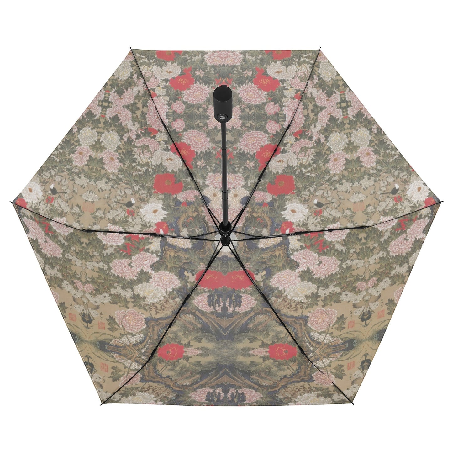Where Flowers Whisper — Art Umbrella Inspired by Peonies and Birds by Ito Jakuchu (1765) – UV & Rain Protection -  | Japanese Art Umbrella
