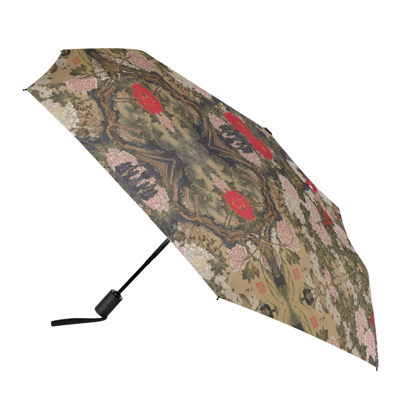 Where Flowers Whisper — Art Umbrella Inspired by Peonies and Birds by Ito Jakuchu (1765) – UV & Rain Protection -  | Japanese Art Umbrella