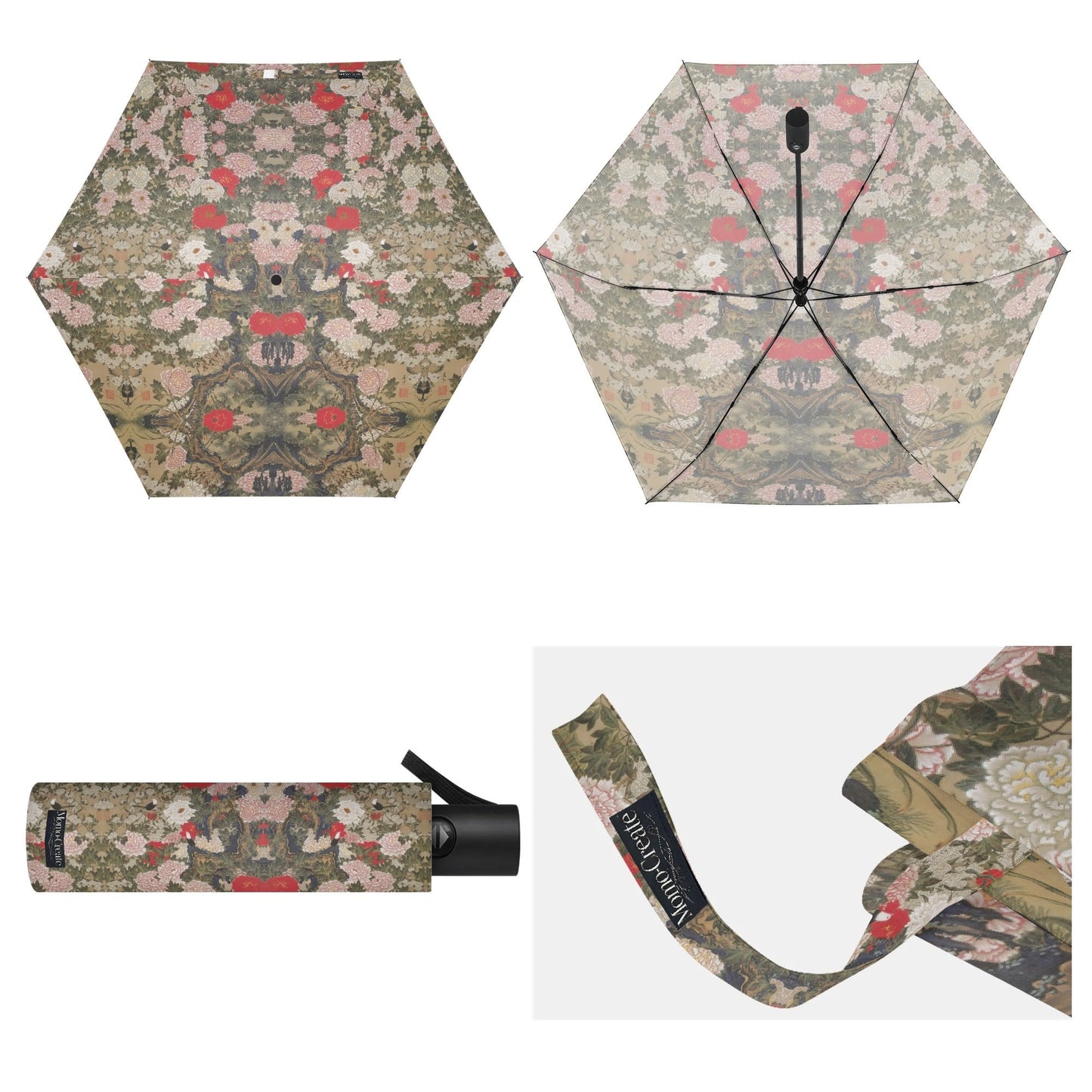 Where Flowers Whisper — Art Umbrella Inspired by Peonies and Birds by Ito Jakuchu (1765) – UV & Rain Protection -  | Japanese Art Umbrella