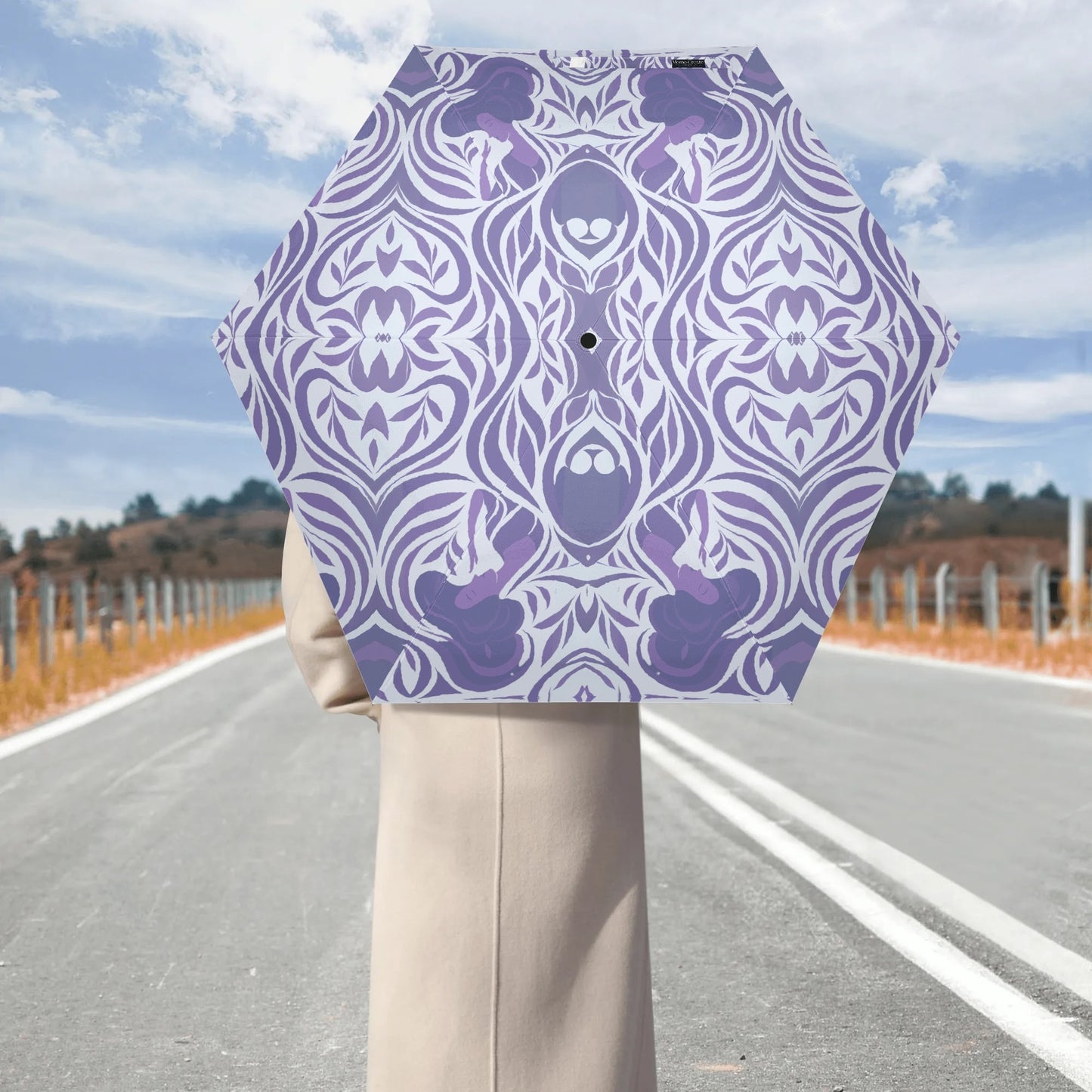 Art Nouveau Umbrella - Yumeji Inspired Japanese Woman Motif - Stylish Parasol with Elegant Floral Flow | Japanese Art Umbrella