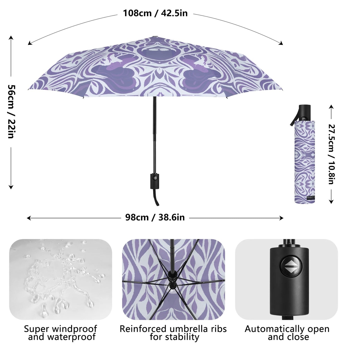 Art Nouveau Umbrella - Yumeji Inspired Japanese Woman Motif - Stylish Parasol with Elegant Floral Flow | Japanese Art Umbrella