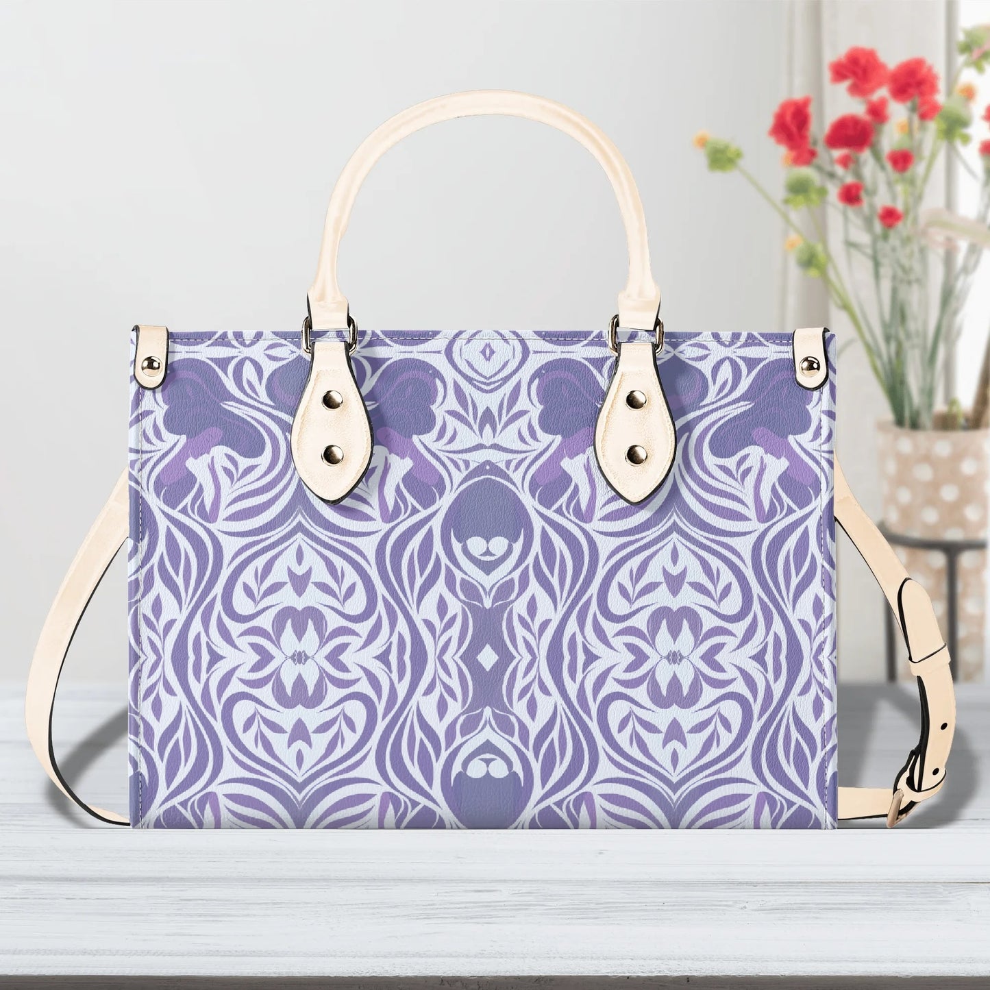 Yumeji Inspired Elegant Handbag – Japanese Art Motif Tote with Shoulder Elegant Japanese Feather Design-Luxury Women PU Leather -  | Japanese Art Bag