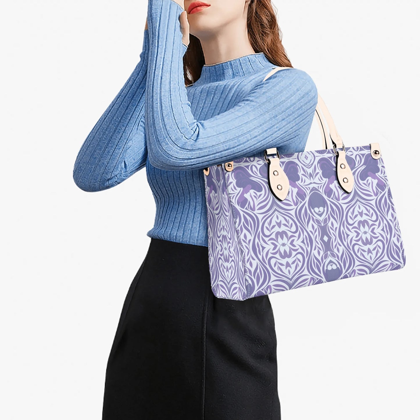 Yumeji Inspired Elegant Handbag – Japanese Art Motif Tote with Shoulder Elegant Japanese Feather Design-Luxury Women PU Leather -  | Japanese Art Bag