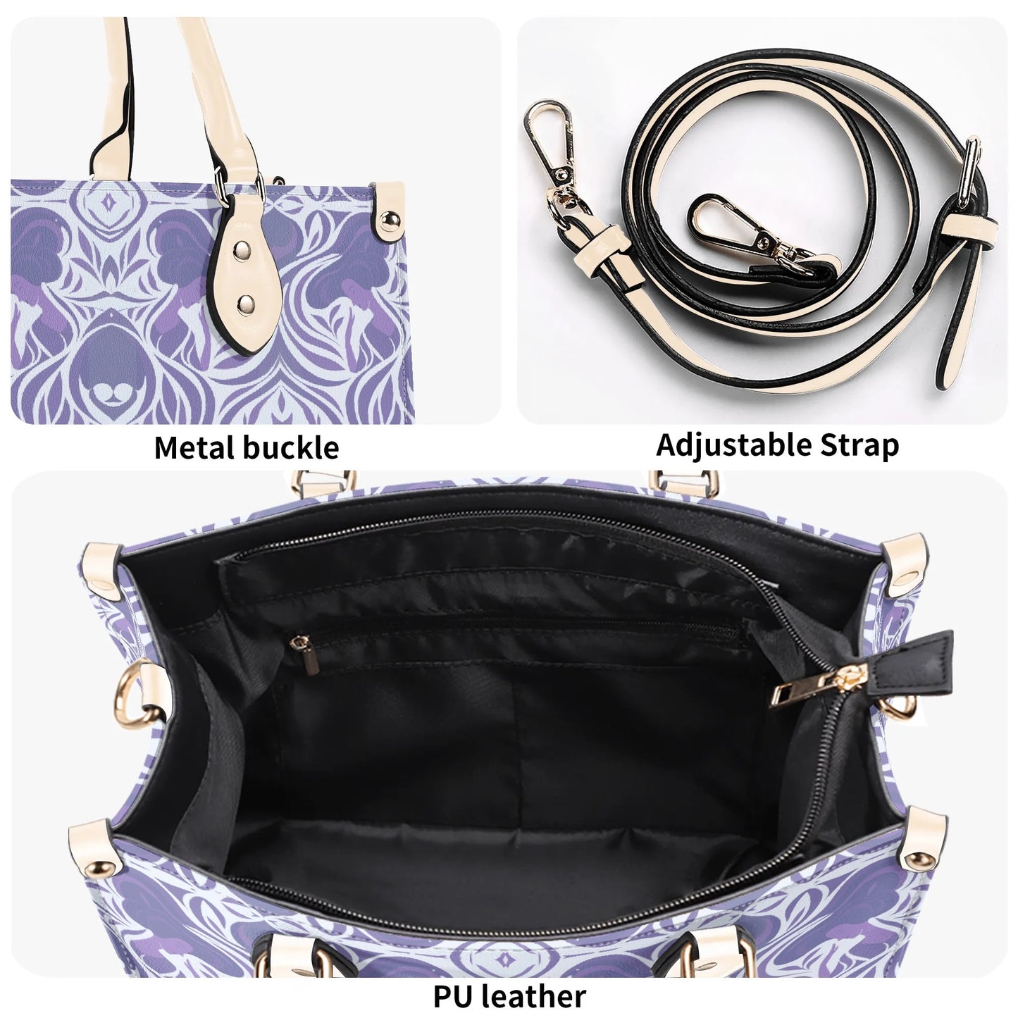 Yumeji Inspired Elegant Handbag – Japanese Art Motif Tote with Shoulder Elegant Japanese Feather Design-Luxury Women PU Leather -  | Japanese Art Bag