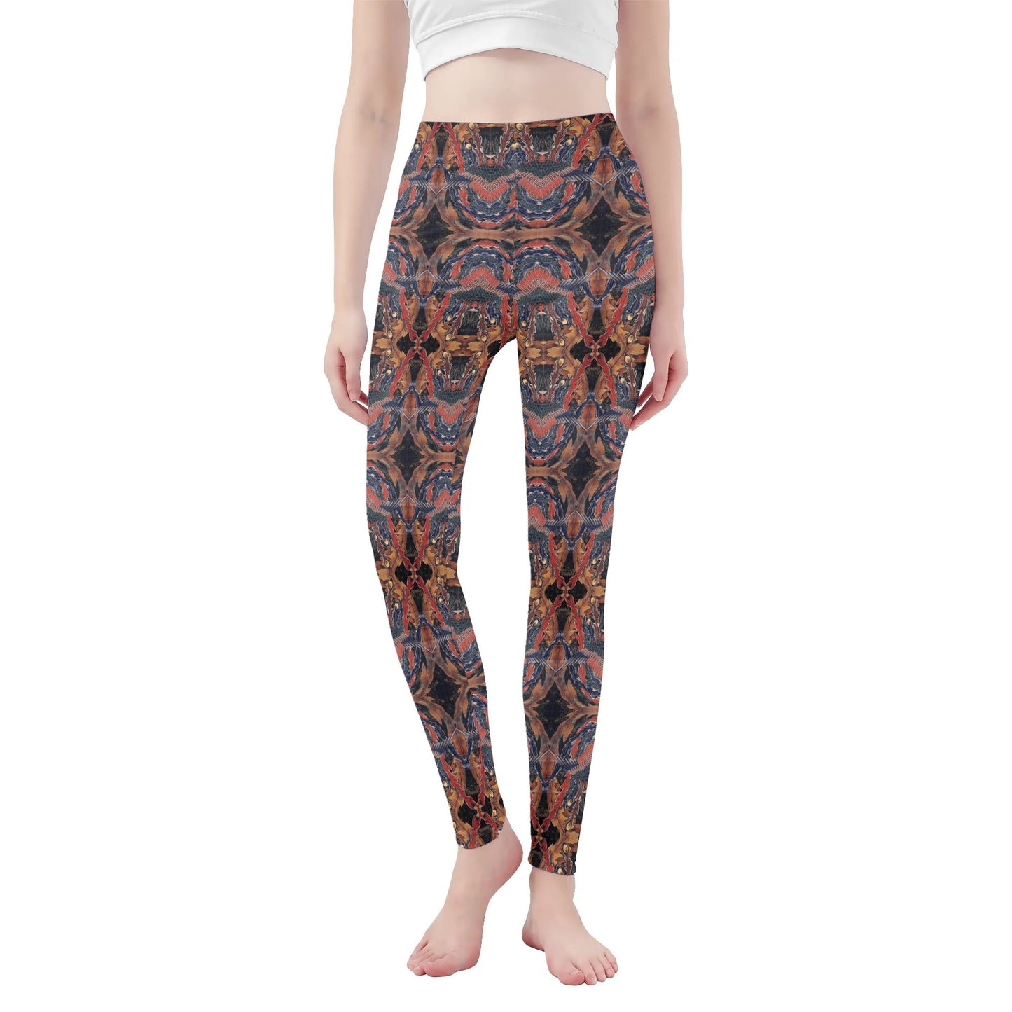 Womens Soft Yoga Leggings – Hokusai Phoenix Japanese Art - Artistic Bohemian Pattern for Fitness & Everyday Style | Japanese Art Leggings