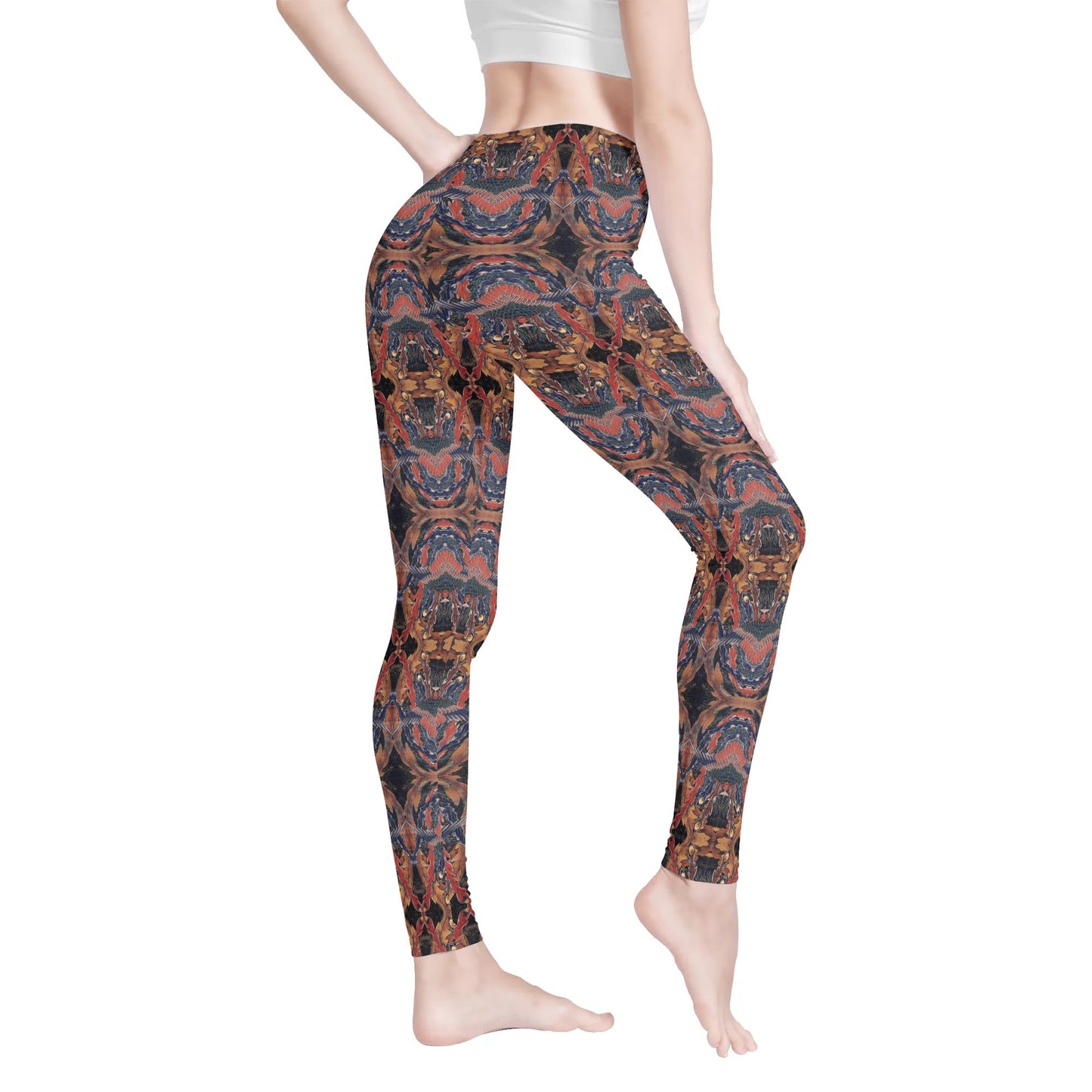 Womens Soft Yoga Leggings – Hokusai Phoenix Japanese Art - Artistic Bohemian Pattern for Fitness & Everyday Style | Japanese Art Leggings