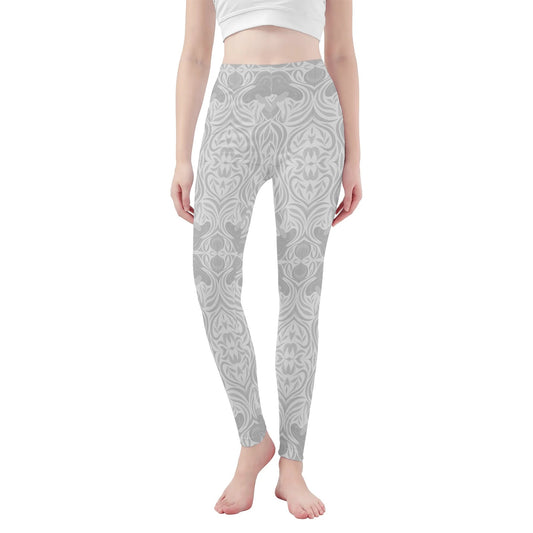 Womens Soft Yoga Leggings – Yumeji Hirado Woman Japanese Art - Elegant Minimalist Pattern for Fitness & Everyday Style | Japanese Art Leggings