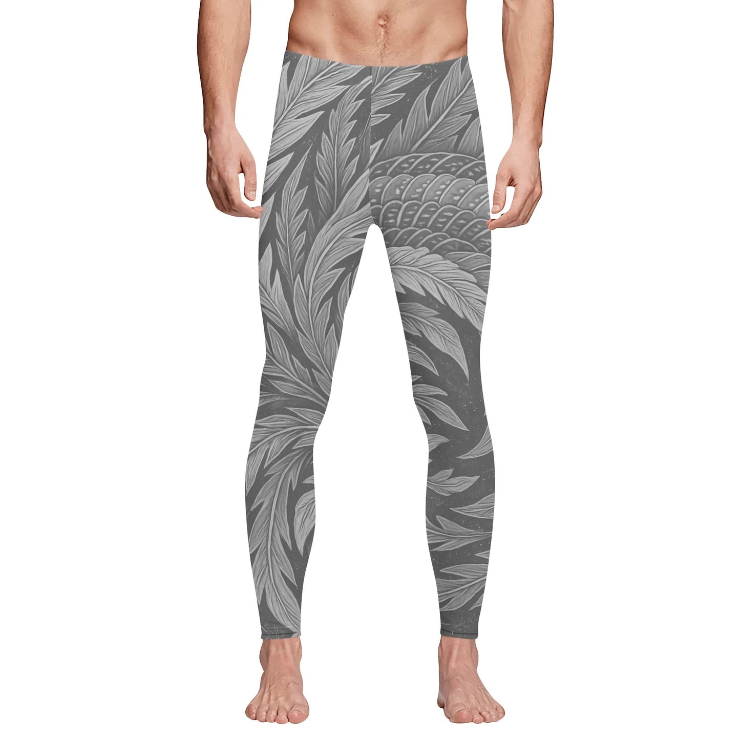 Mens Sports Leggings & Running Tights – Hokusai Phoenix Japanese Art - Artistic Activewear for Fitness and Training | Japanese Art Leggings