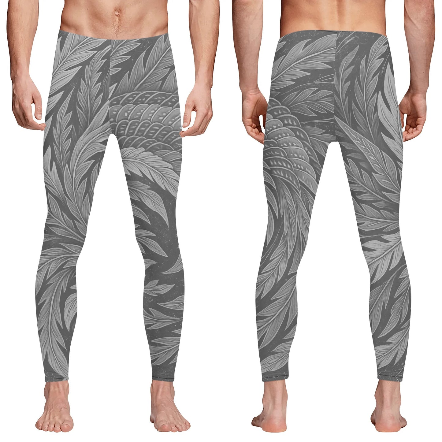 Mens Sports Leggings & Running Tights – Hokusai Phoenix Japanese Art - Artistic Activewear for Fitness and Training | Japanese Art Leggings