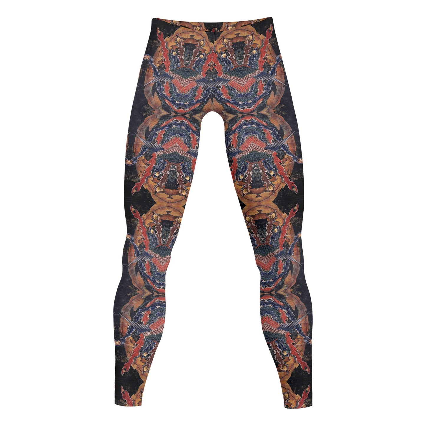 Mens Sports Leggings – Hokusai Phoenix Japanese Art - Artistic Running Tights & Fitness Wear | Japanese Art Leggings