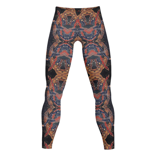 Mens Sports Leggings – Hokusai Phoenix Japanese Art - Artistic Running Tights & Fitness Wear | Japanese Art Leggings