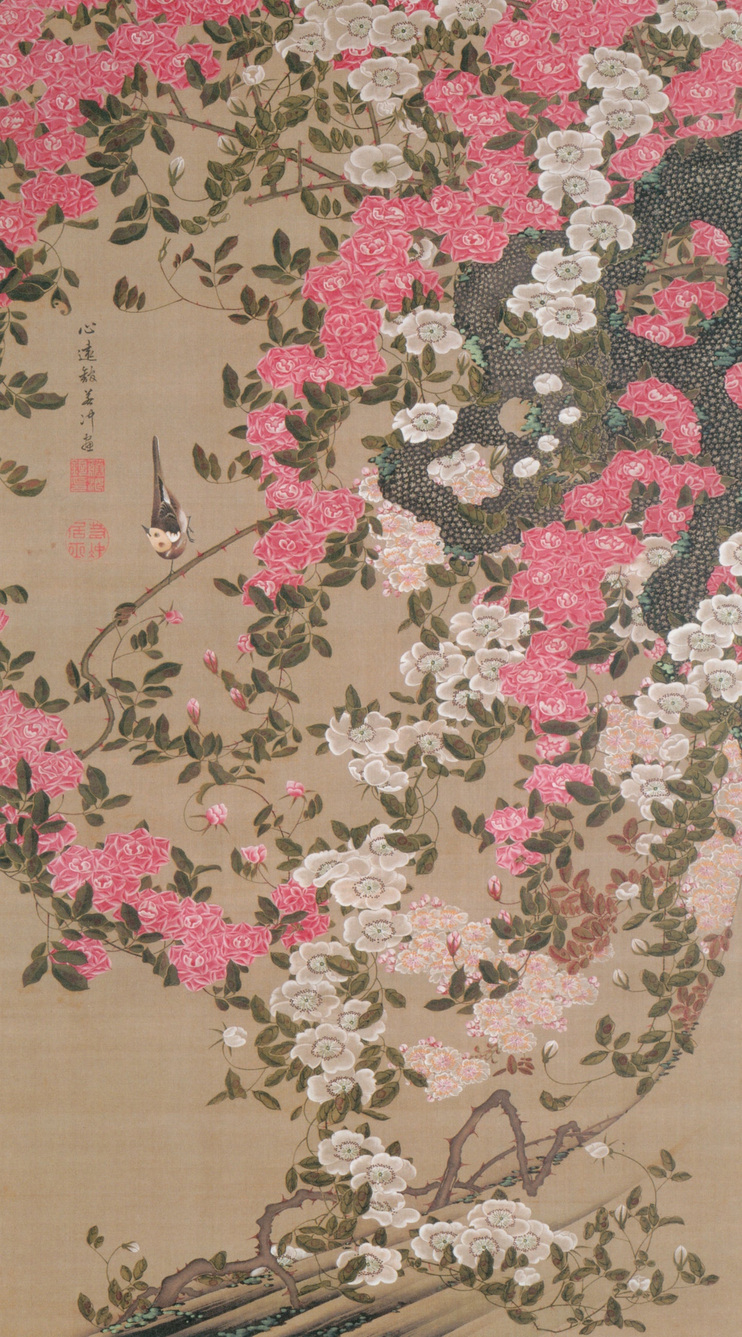 Thorns of Grace: Jakuchu Rose-Inspired Weekender Oversized bag -  | Japanese Art Bag