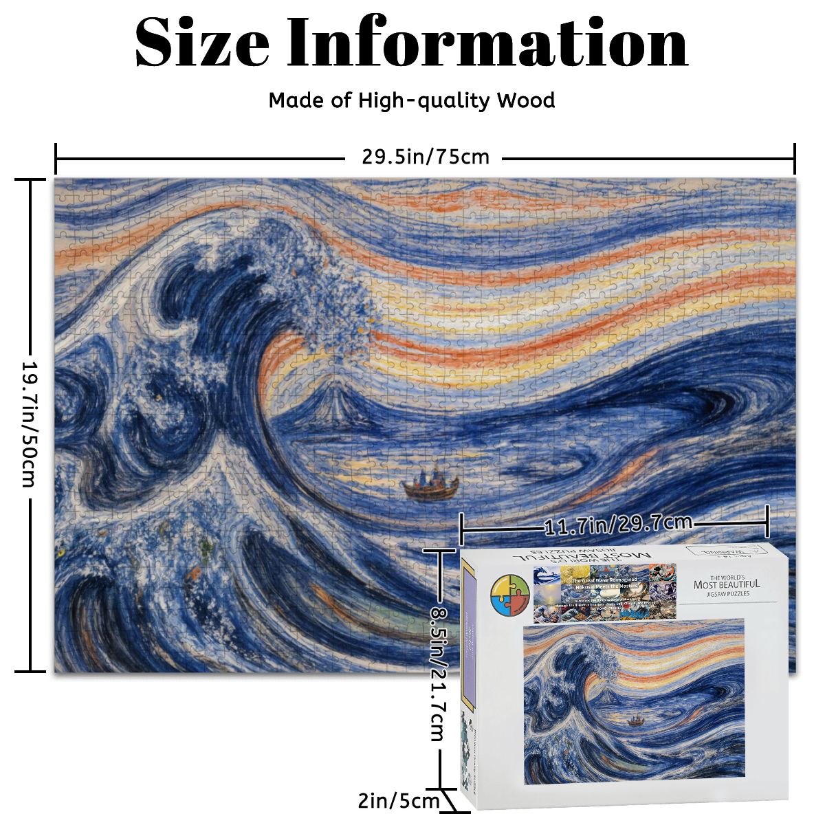 Wooden Jigsaw Puzzles 1000 pcs - Hokusai × Munch – The Silent Scream of Fuji -  | Japanese Art Jigsaw Puzzle