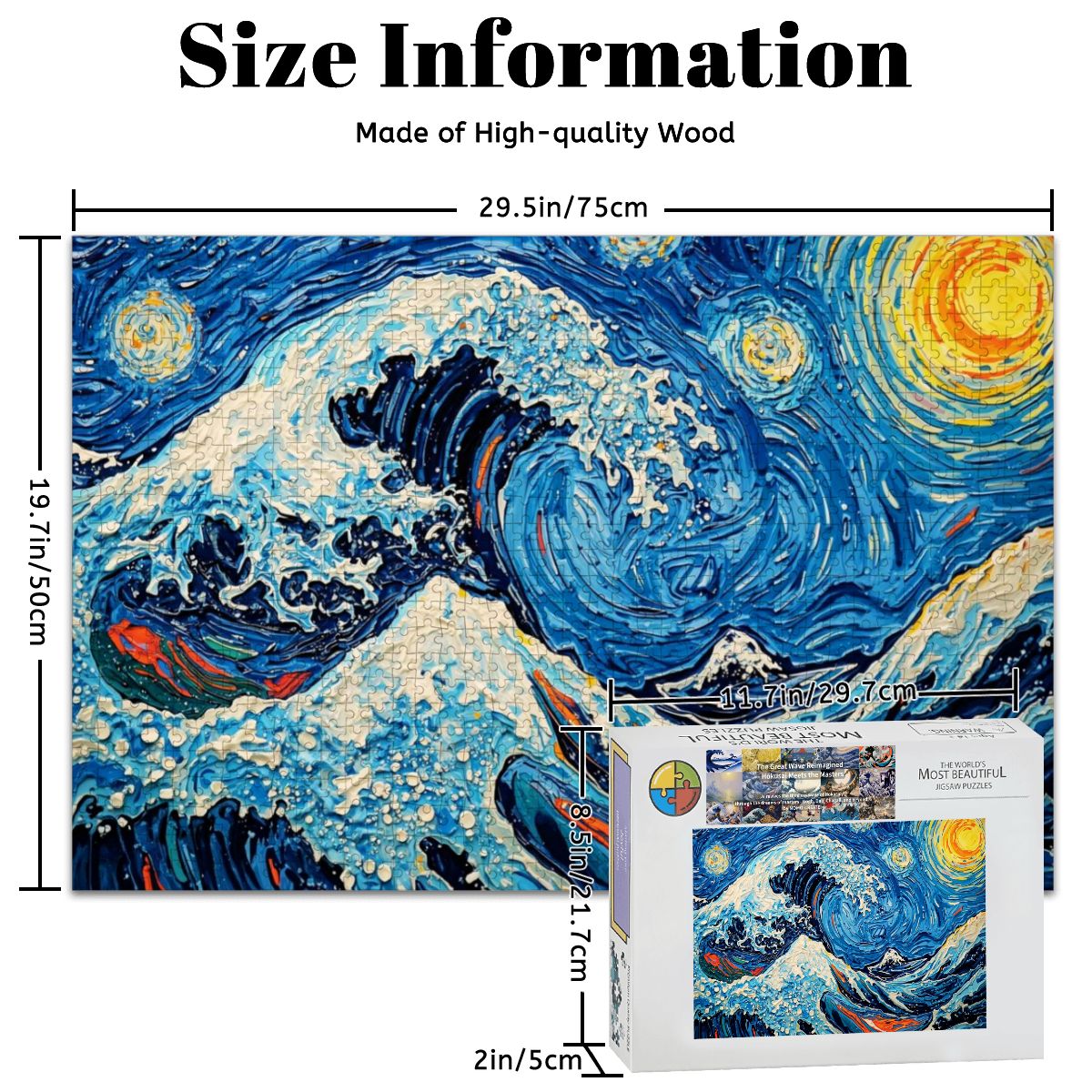 Wooden Jigsaw Puzzles 1000 pcs-Hokusai × Gogh - When the Great Wave Meets the Sunflower -  | Japanese Art Jigsaw Puzzle