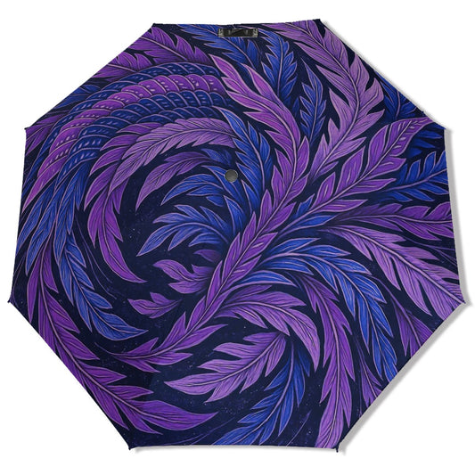 UV Protection Umbrella - Hokusai Inspired - Phoenix Feather Forest Purple -  | Japanese Art Umbrella