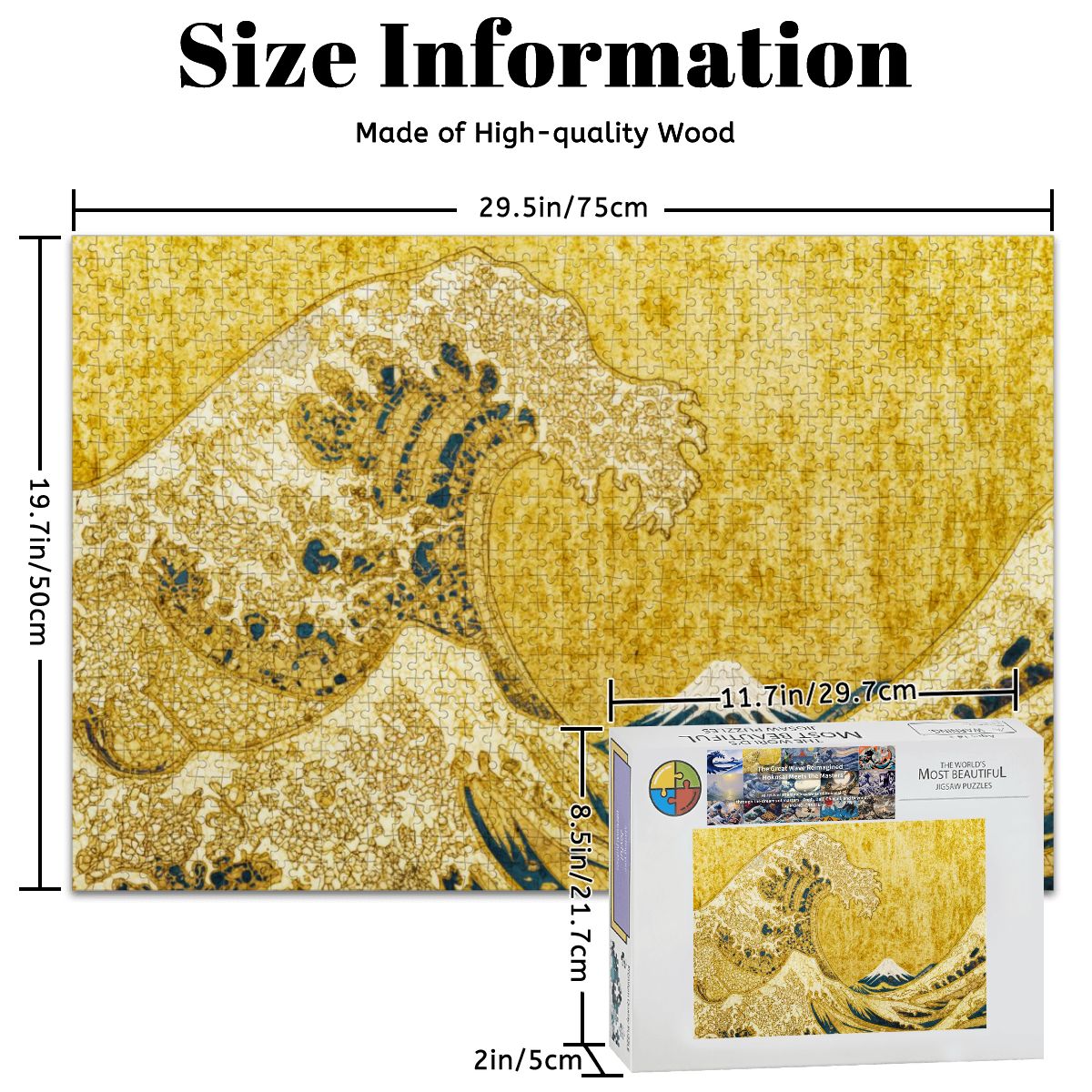 Wooden Jigsaw Puzzles 1000 pcs- Hokusai × Klimt – The Golden Wave of Eternity -  | Japanese Art Jigsaw Puzzle