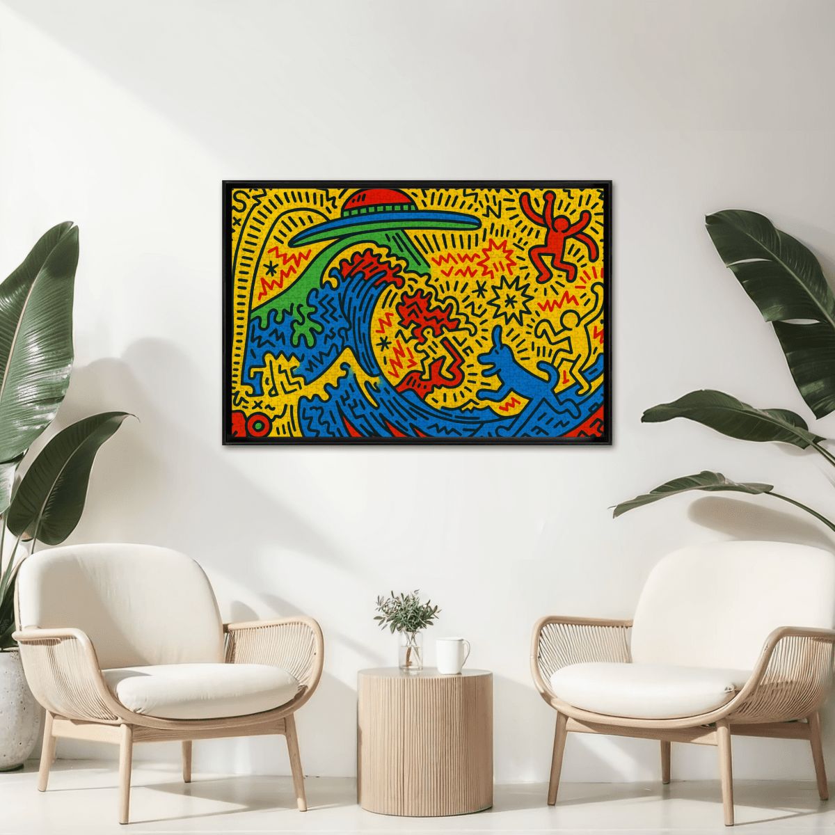 Wooden Jigsaw Puzzles 1000 pcs - Hokusai × Haring – The Pop Wave from Outer Space -  | Japanese Art Jigsaw Puzzle