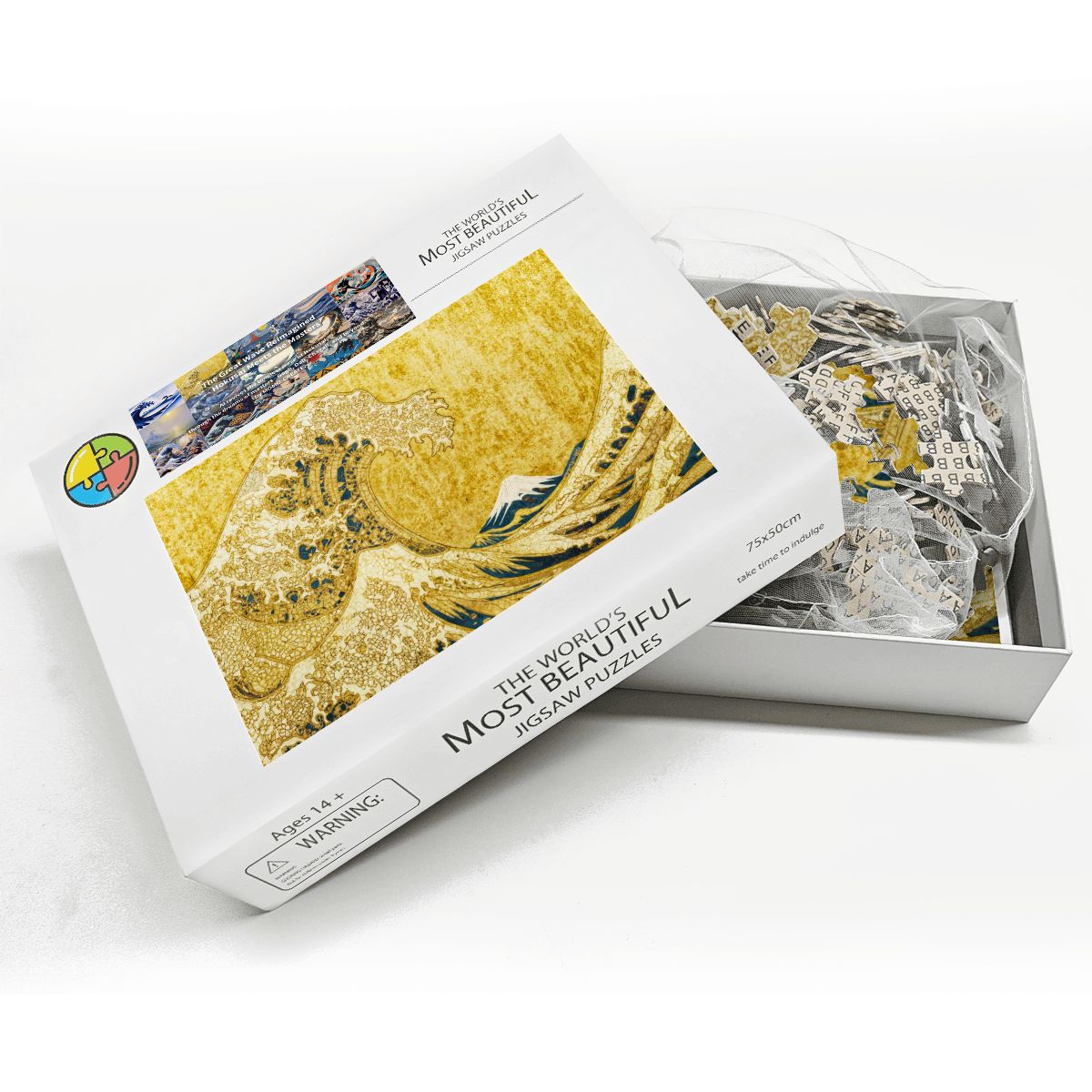 Wooden Jigsaw Puzzles 1000 pcs- Hokusai × Klimt – The Golden Wave of Eternity -  | Japanese Art Jigsaw Puzzle