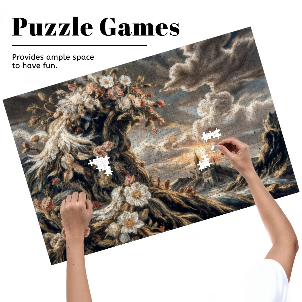 Wooden Jigsaw Puzzles 1000 pcs- Hokusai × Arcimboldo – The Floral Wave of Civilization -  | Japanese Art Jigsaw Puzzle