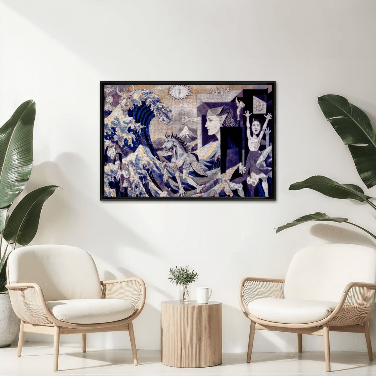 Wooden Jigsaw Puzzles 1000 pcs - Hokusai × Guernica – The Wave Against War -  | Japanese Art Jigsaw Puzzle