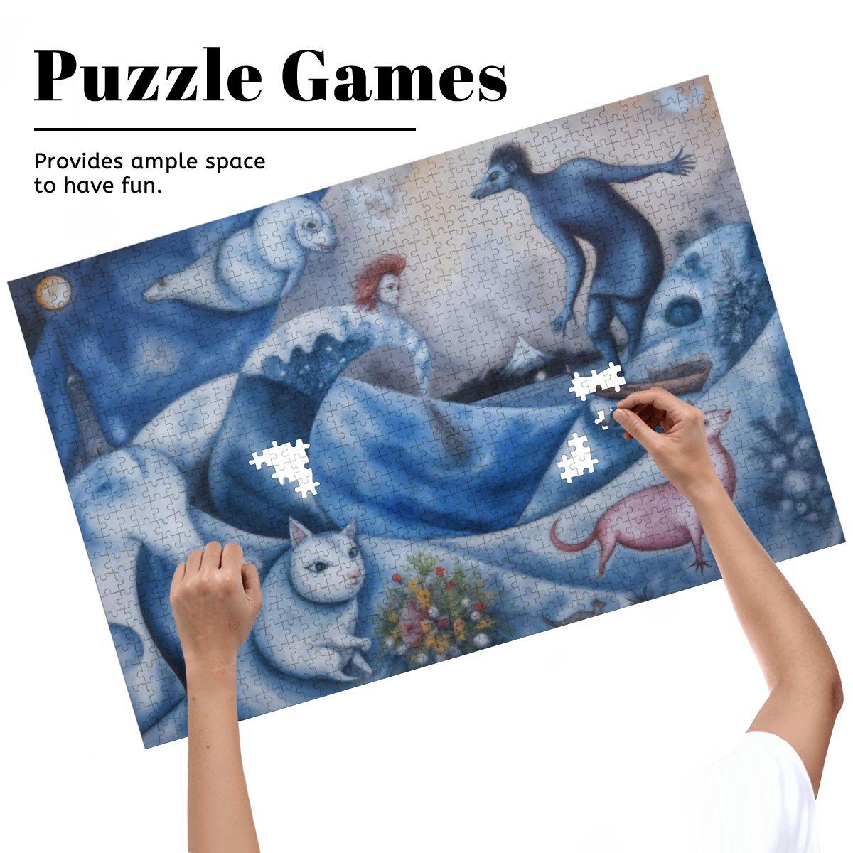 Wooden Jigsaw Puzzles 1000 pcs - Hokusai × Chagall – The Floating Wave of Memory -  | Japanese Art Jigsaw Puzzle