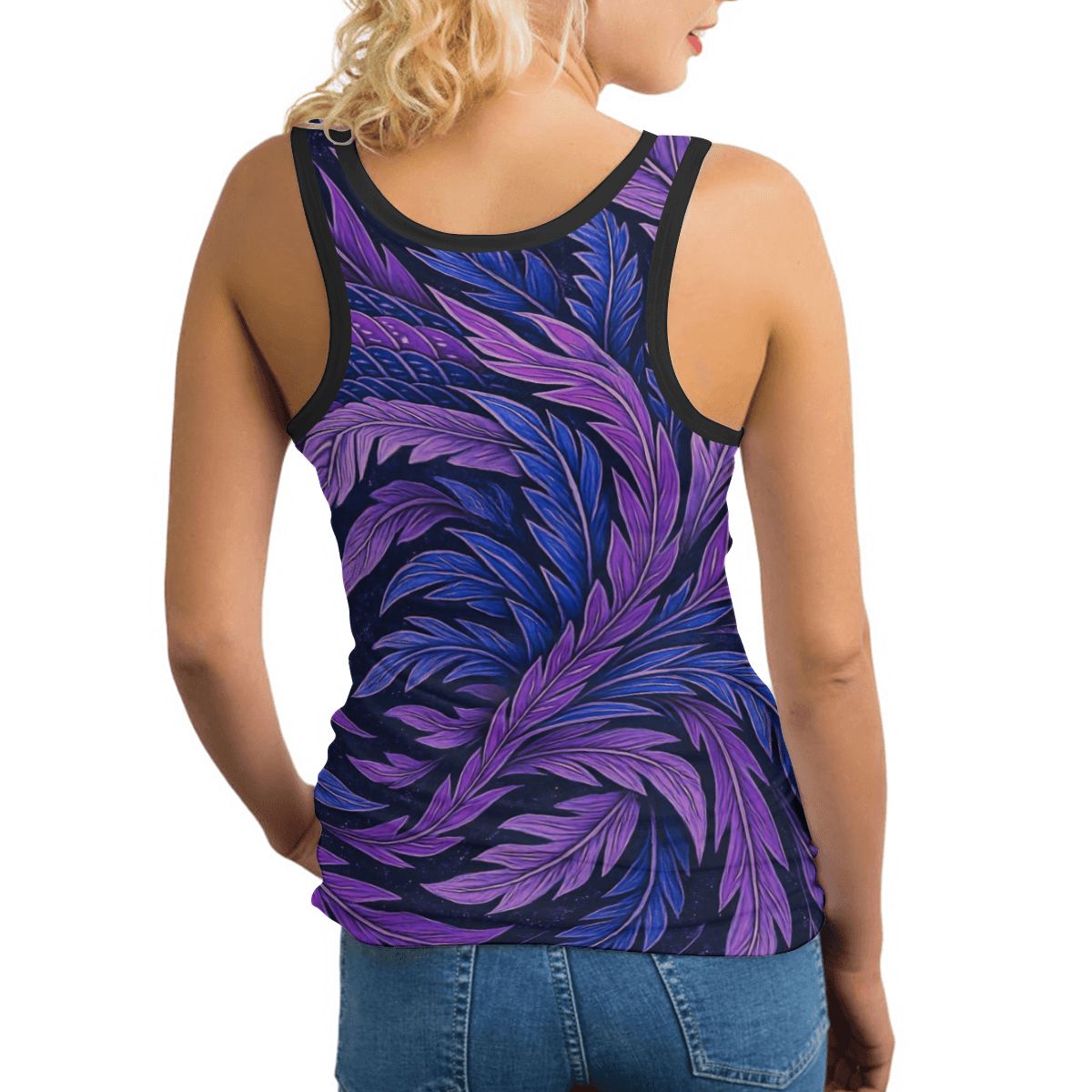 Sleeveless Workout Tops for Women – Hokusai Phoenix Feather Design | Japanese Art Activewear