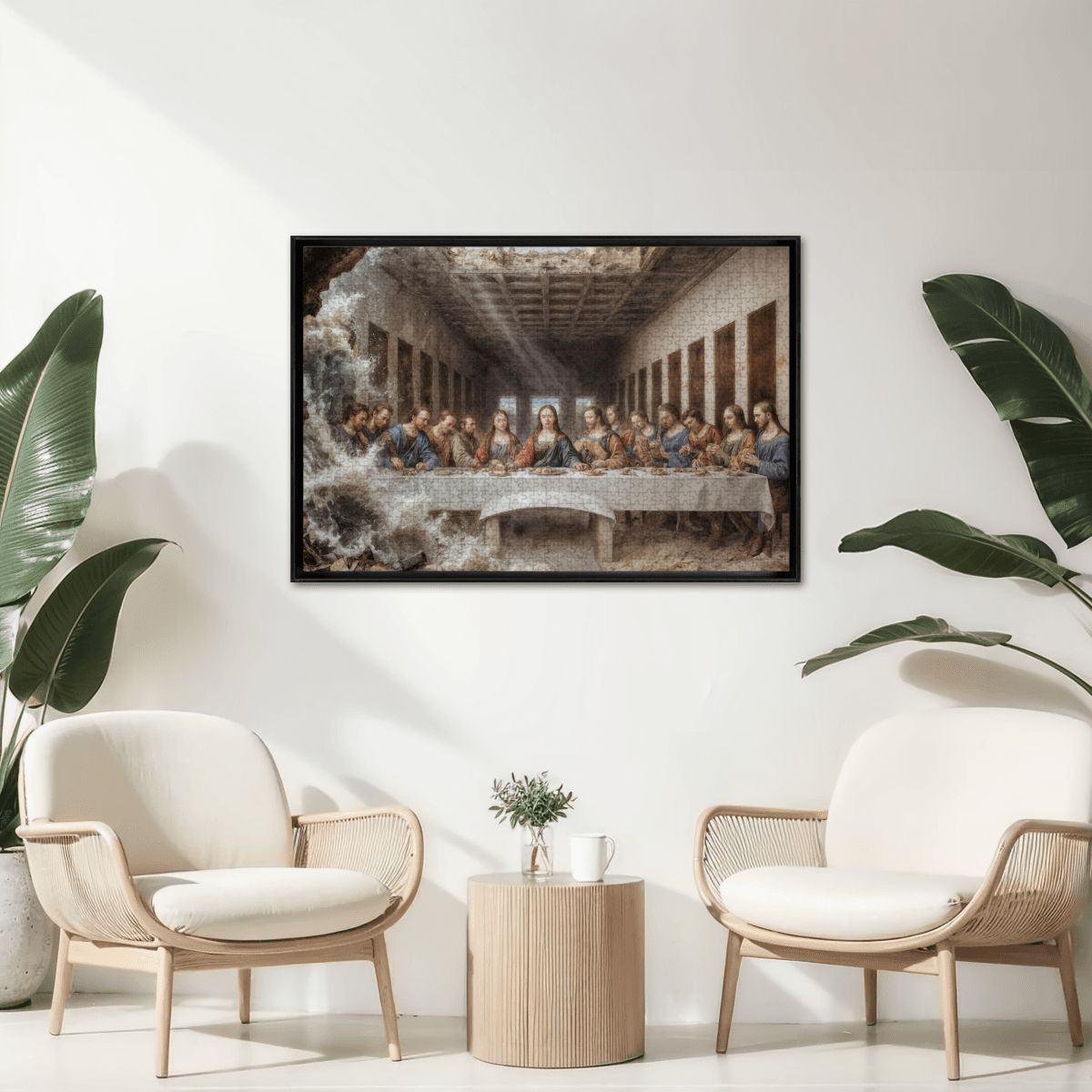 Wooden Jigsaw Puzzles 1000 pcs - Hokusai × Da Vinci – The Last Wave with Mona Lisa Print -  | Japanese Art Jigsaw Puzzle