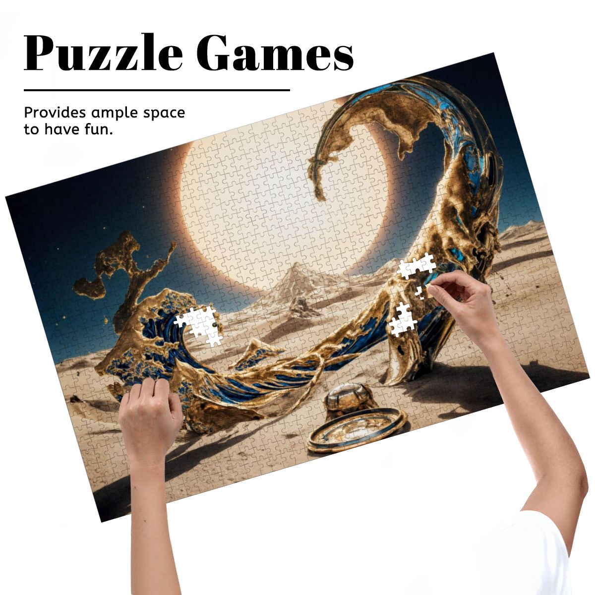 Wooden Jigsaw Puzzles 1000 pcs - Hokusai × Dali ‐ The Surreal Wave of Eternity -  | Japanese Art Jigsaw Puzzle