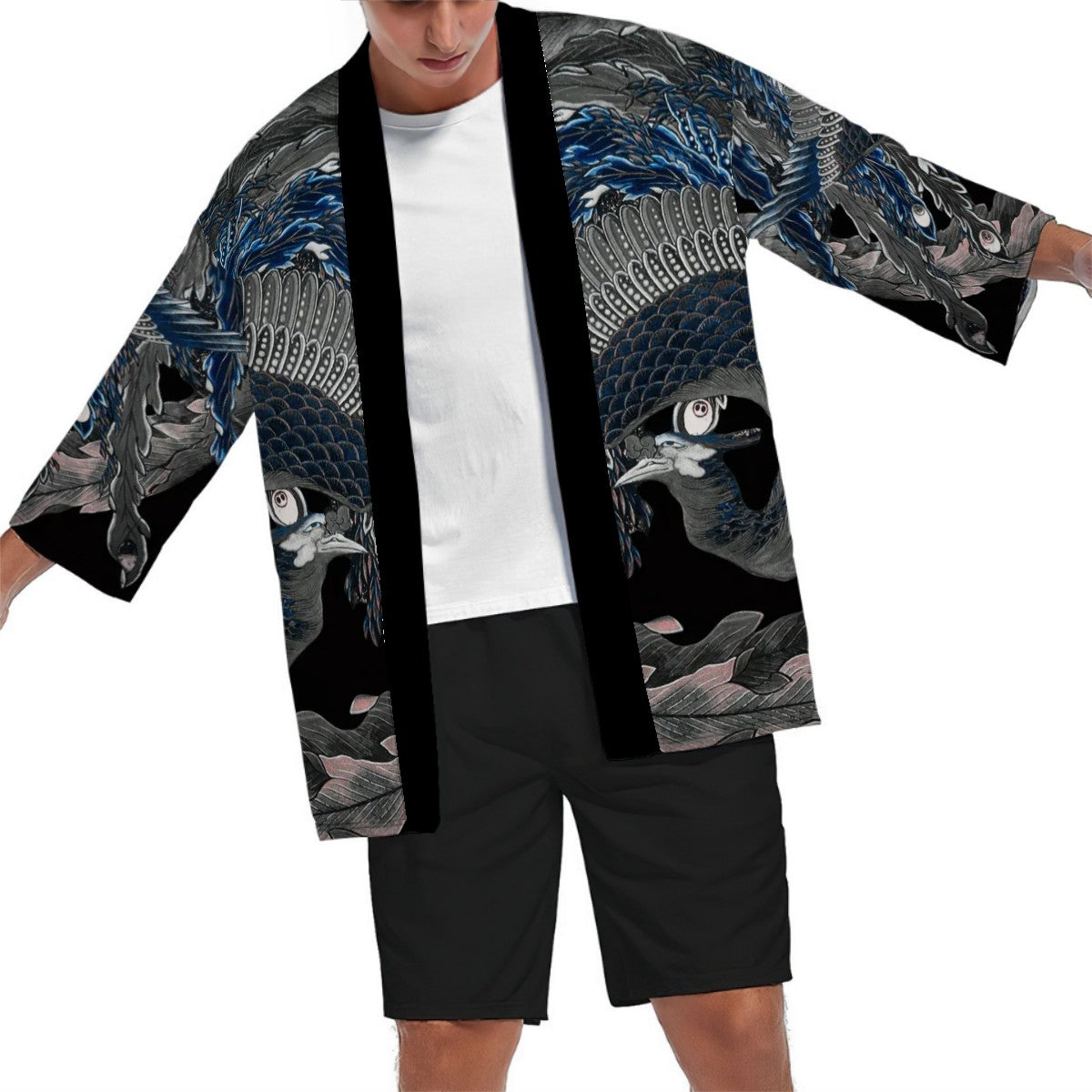 Men's Kimono Cardigan - KatsushikaHokusai,Phoenix Painting by Hokusai -  | Japanese Art Jacket