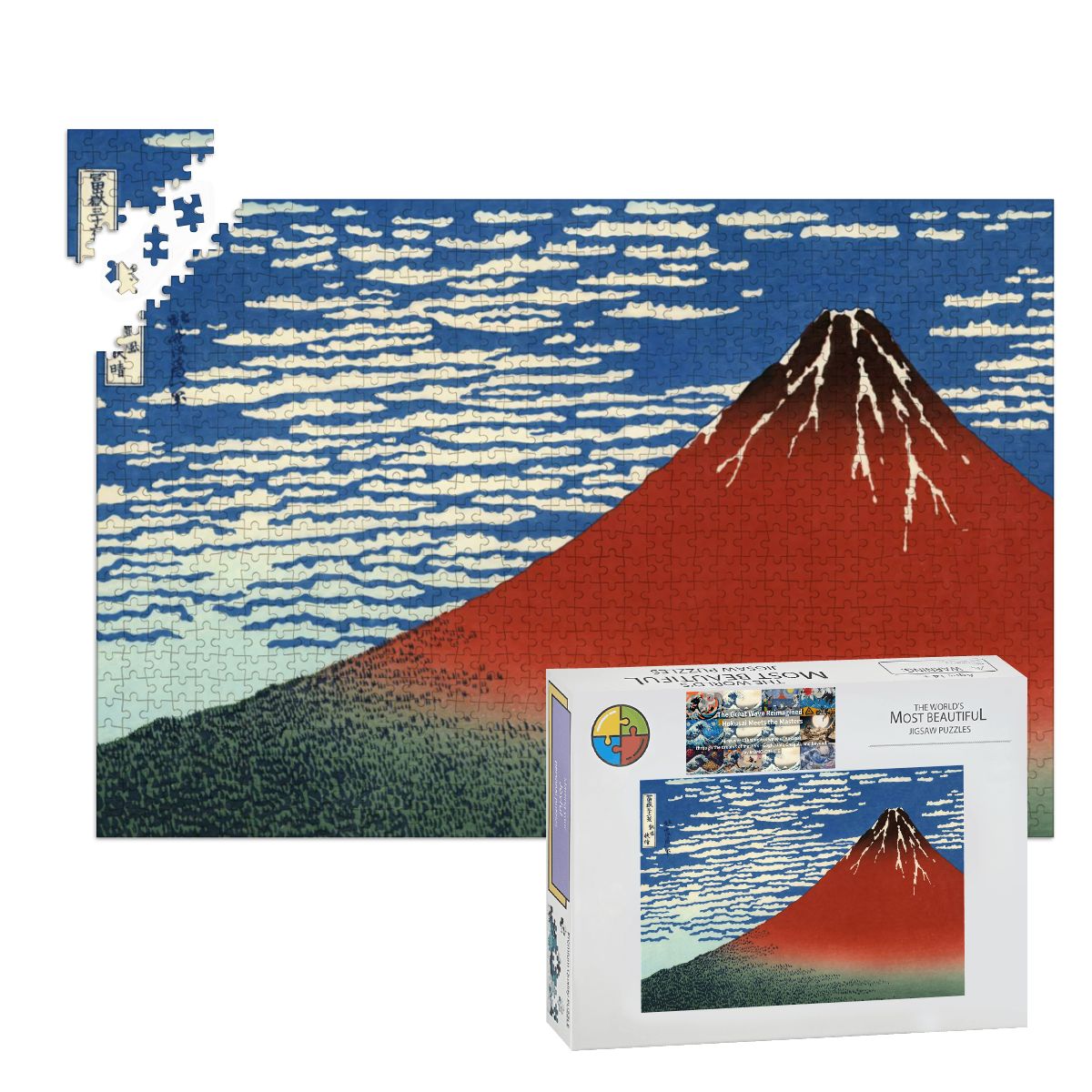 Wooden Jigsaw Puzzles 1000 pcs -Katsushika Hokusai “South Wind, Clear Sky (Red Fuji) -  | Japanese Art Jigsaw Puzzle