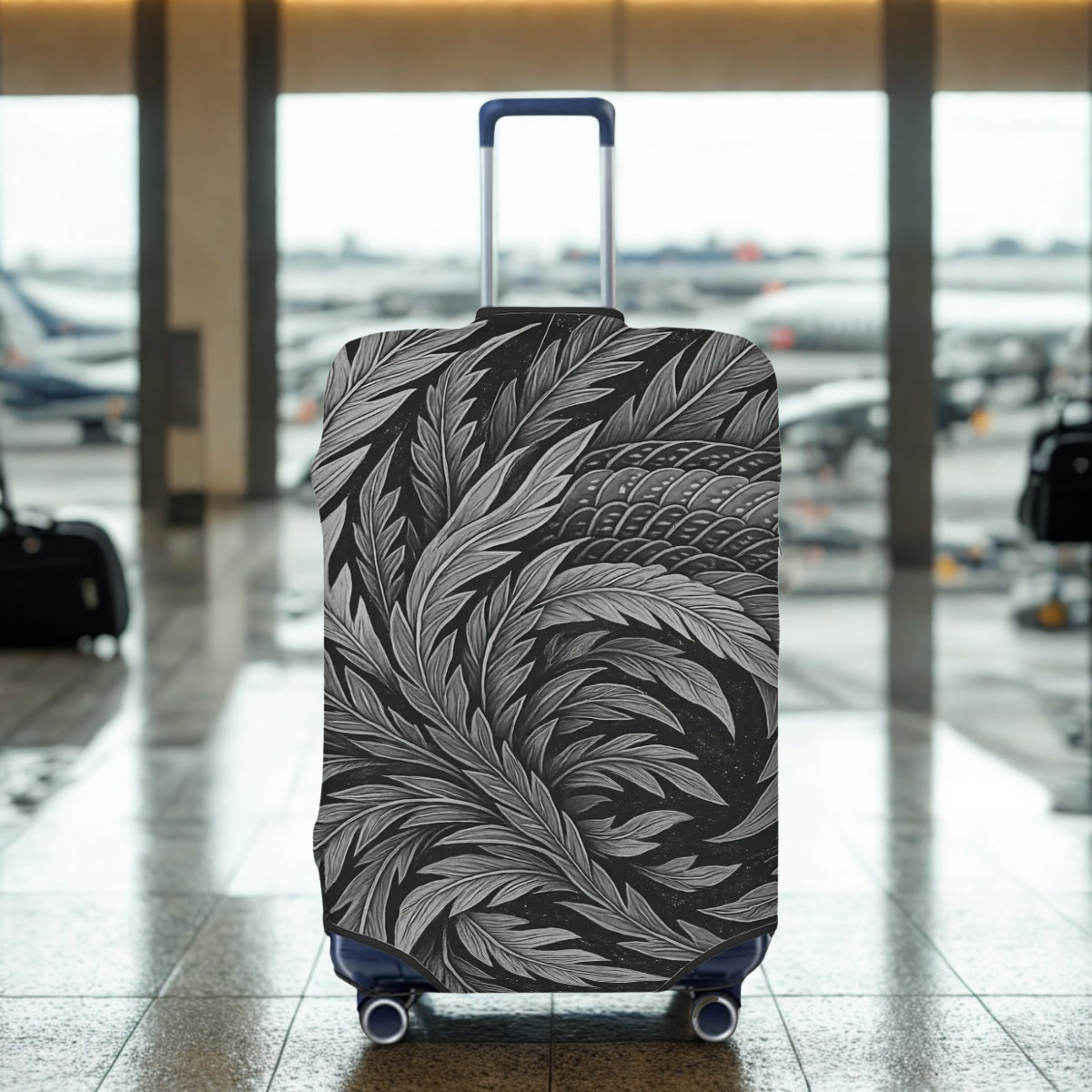 Lightweight Luggage Cover - Hokusai Phoenix Feather Forest ink