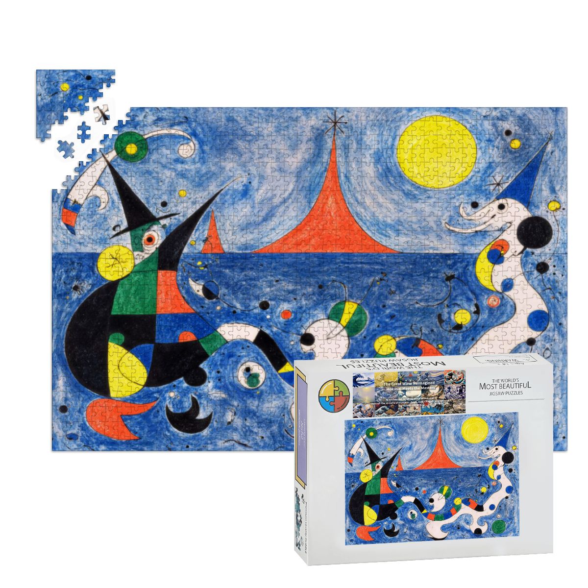 Wooden Jigsaw Puzzles 1000 pcs-Hokusai × Miró – The Dreaming Wave of Cosmos -  | Japanese Art Jigsaw Puzzle
