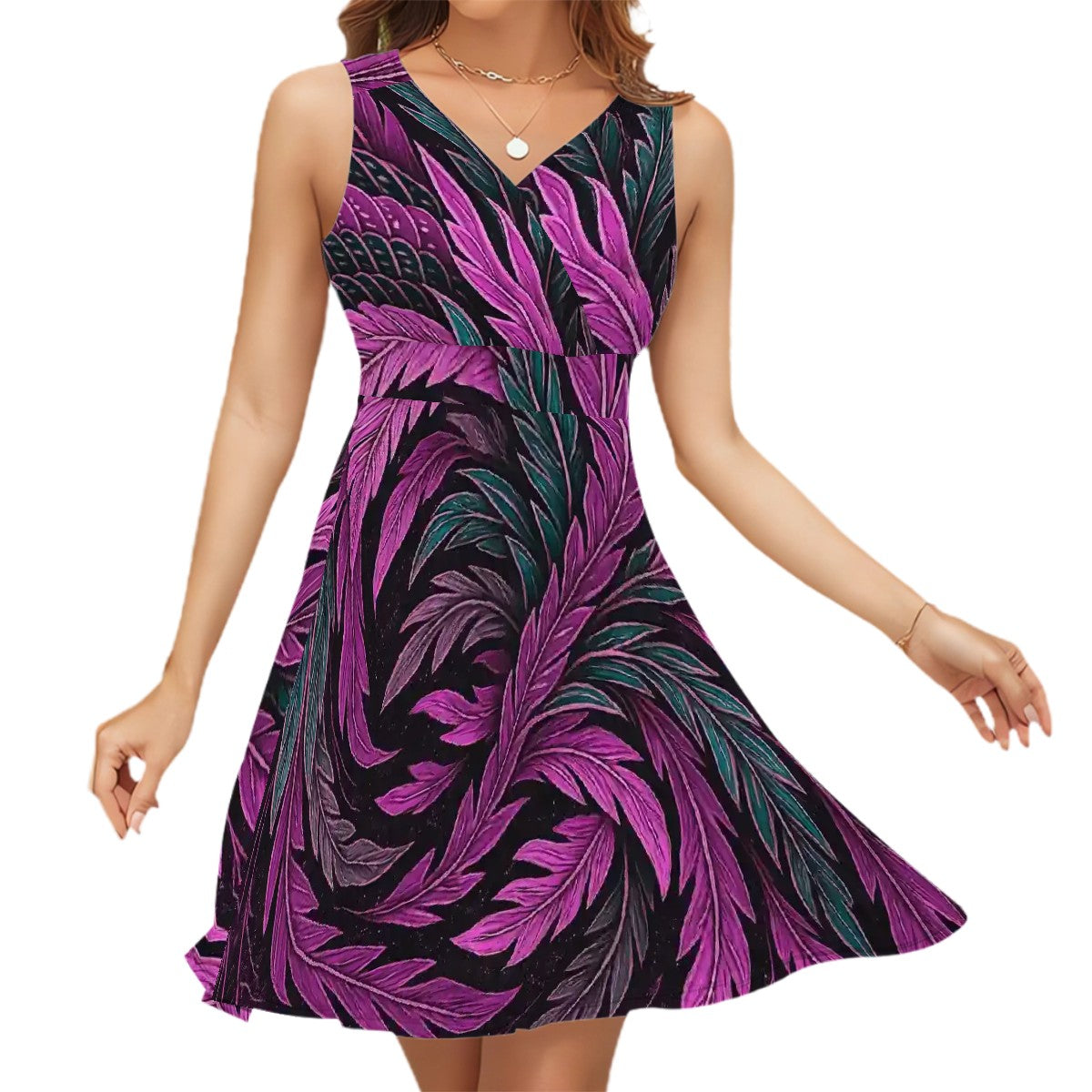 Sleeveless V Neck Dress - Katsushika Hokusai “Phoenix Painting” -  | Japanese Art Dress