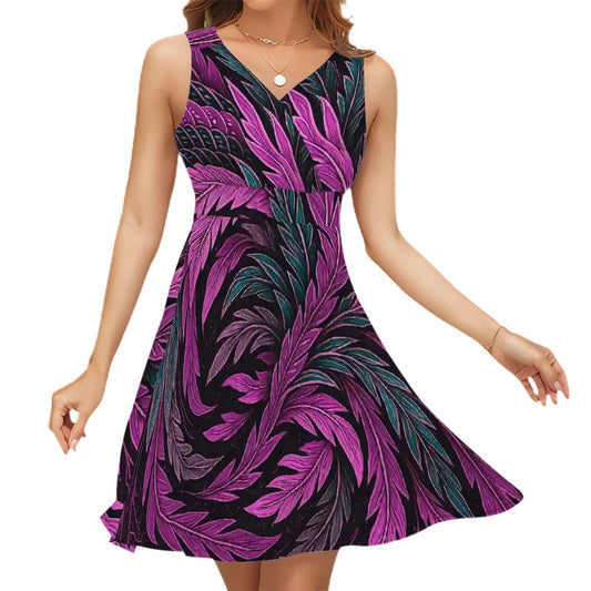 Sleeveless V Neck Dress - Katsushika Hokusai “Phoenix Painting” -  | Japanese Art Dress